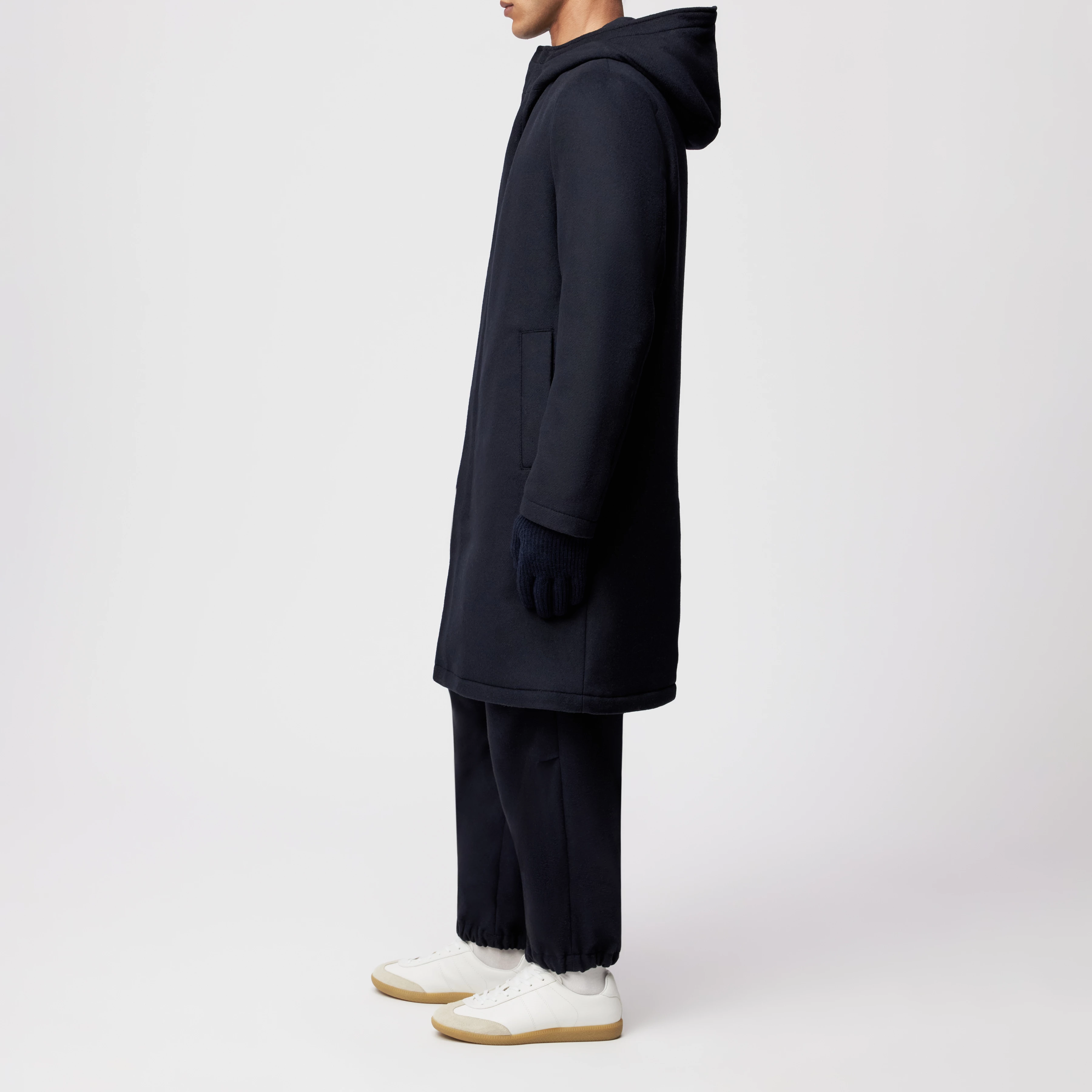 NAUKANO - Mantel mit Kapuze in Flanell - Herren - blau - Seitenansicht