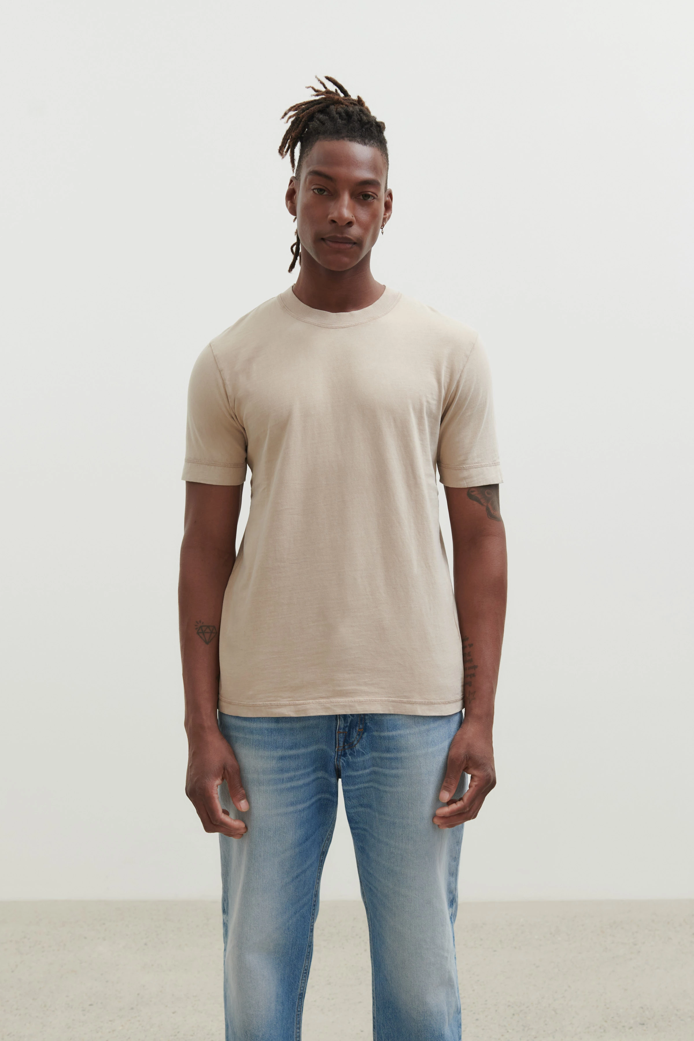 RAPHAEL - T-Shirt mit breitem Bündchen - Herren - beige - Frontansicht