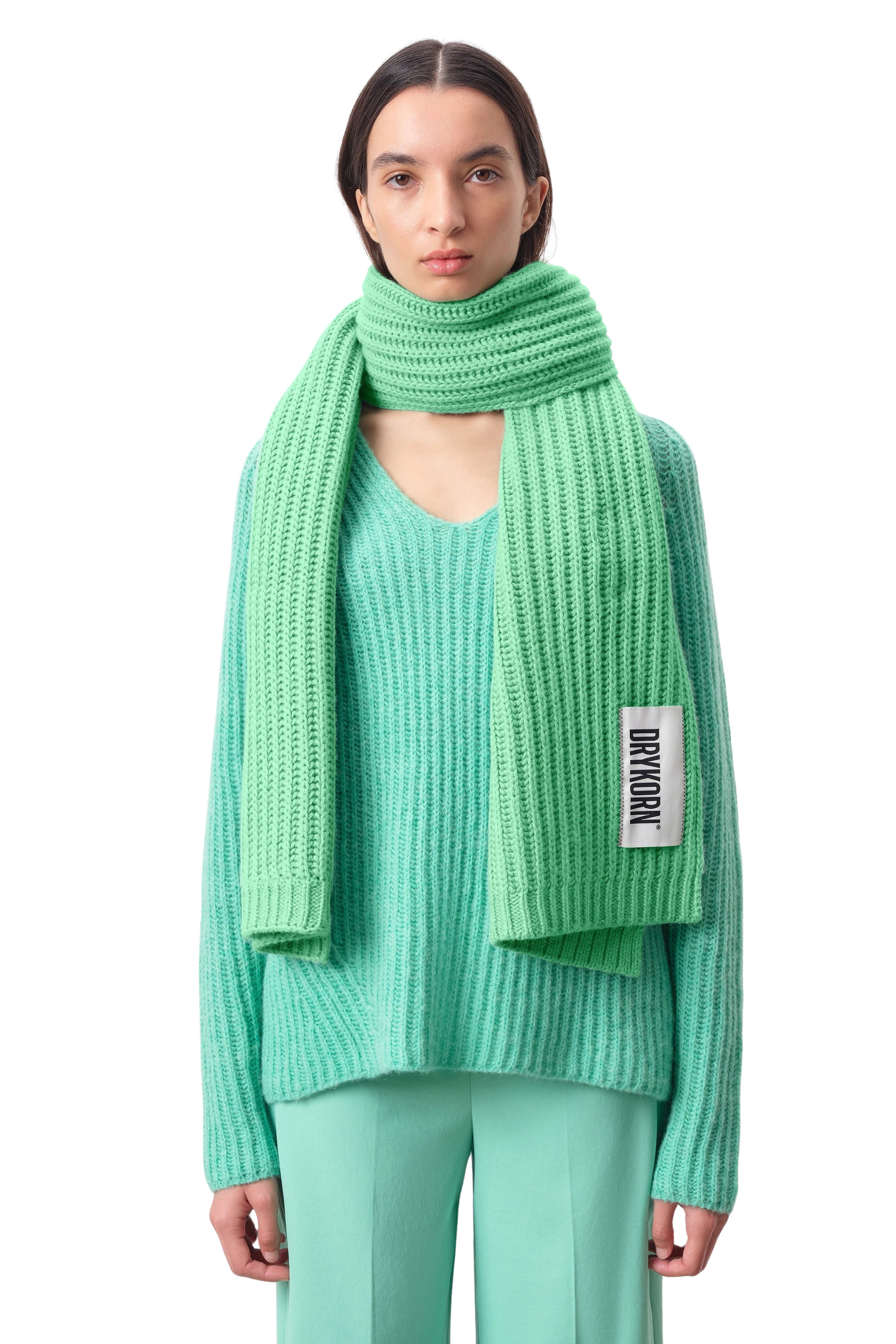 CRONICA - Gebreide sjaal in alpacamix - unisex - groen - Frontansicht