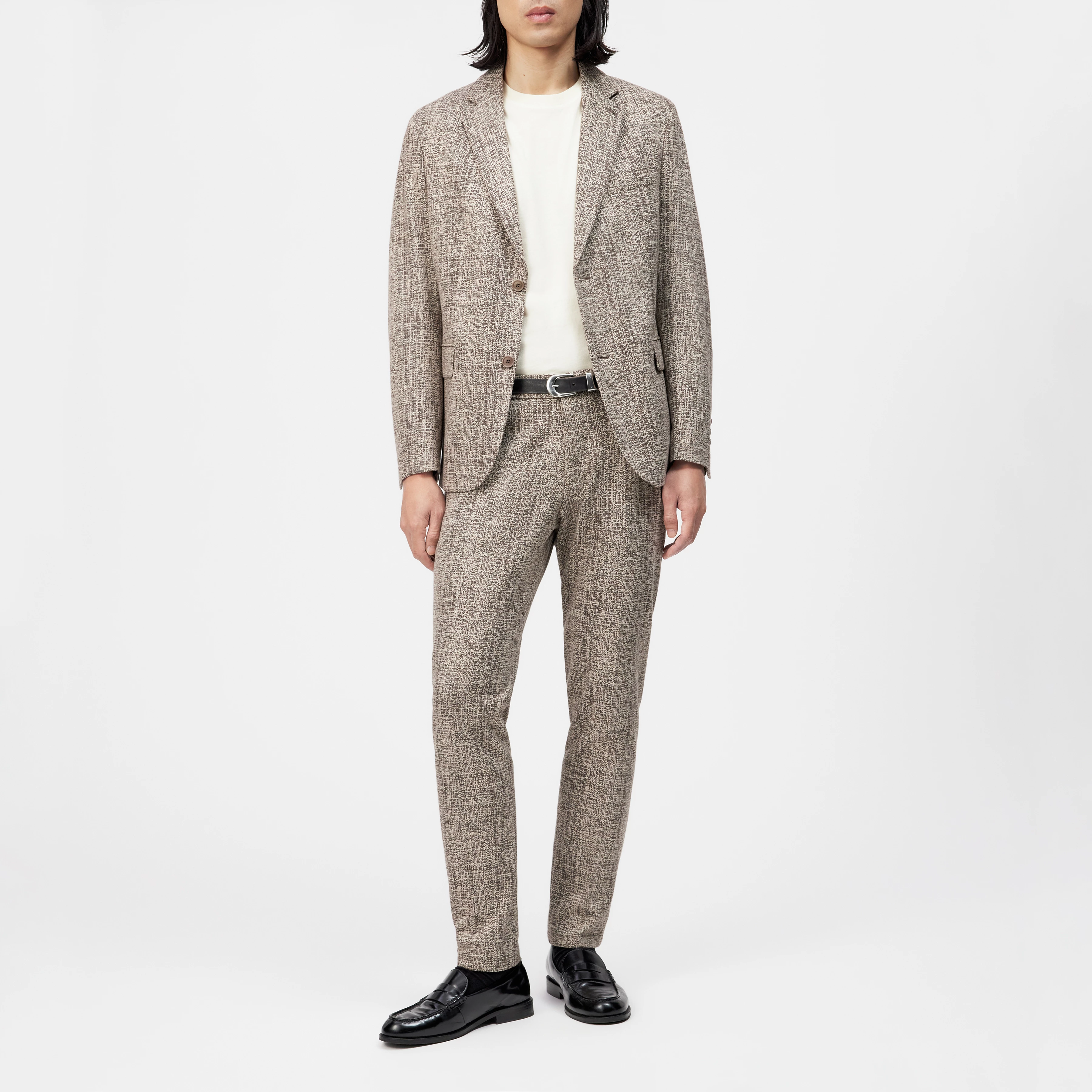 YAMES - Single-breasted jacket in viscose blend - men - brown - Ganzkörper-Frontansicht