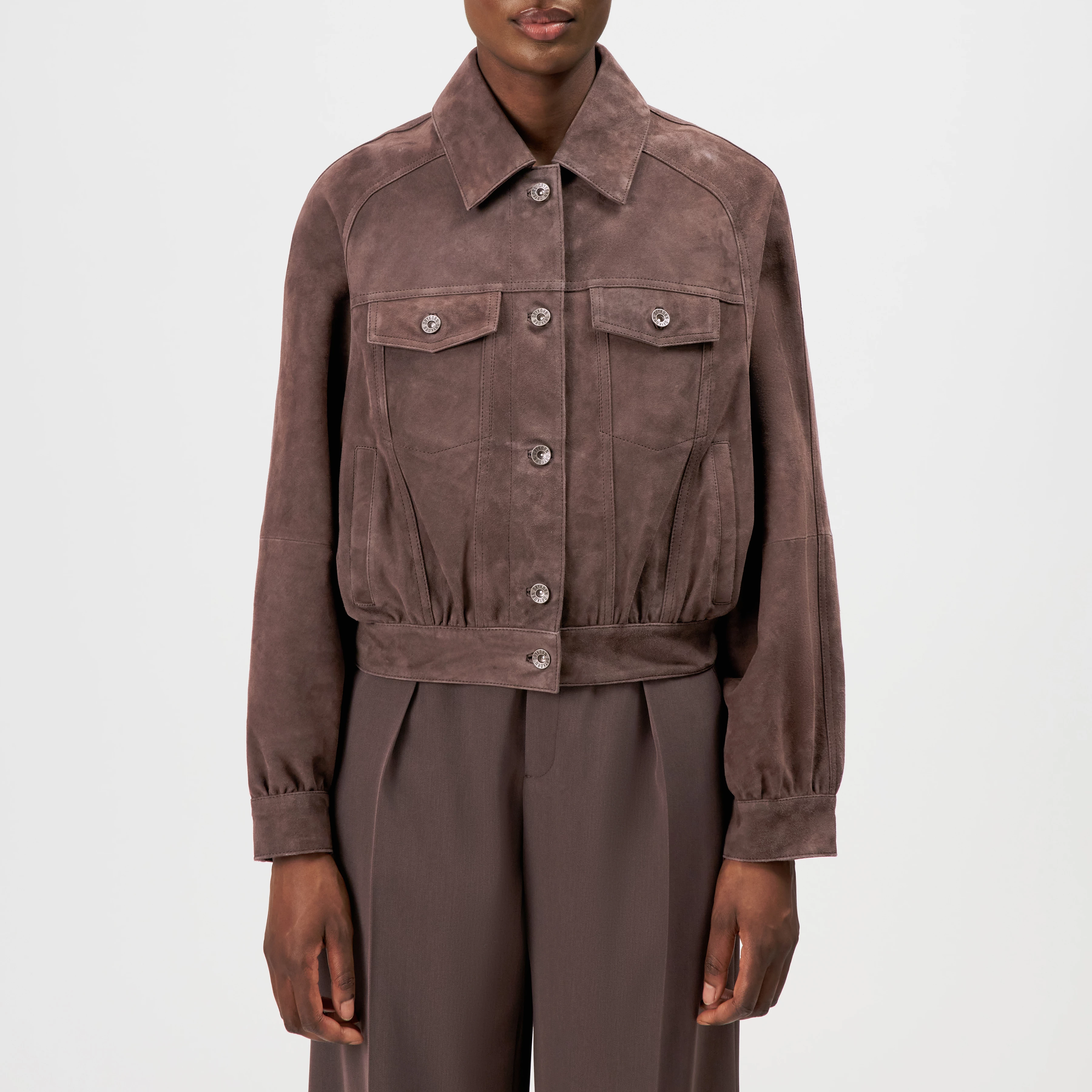 MARWICK - Relaxed fit jacket in suede - women - brown - Frontansicht