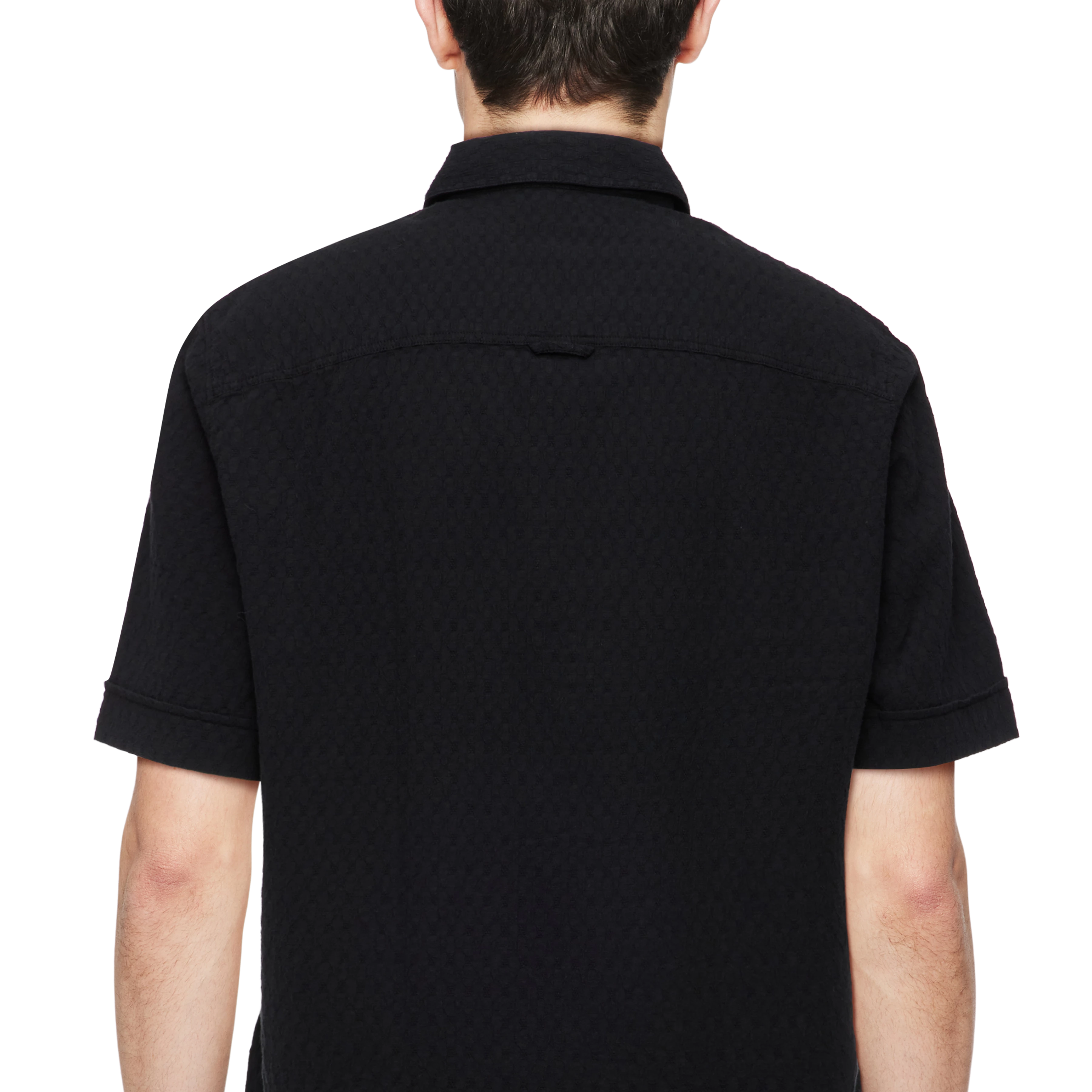 VIGOMO - Chemise avec poche de poitrine en seersucker - men - noir - Detailansicht am Model