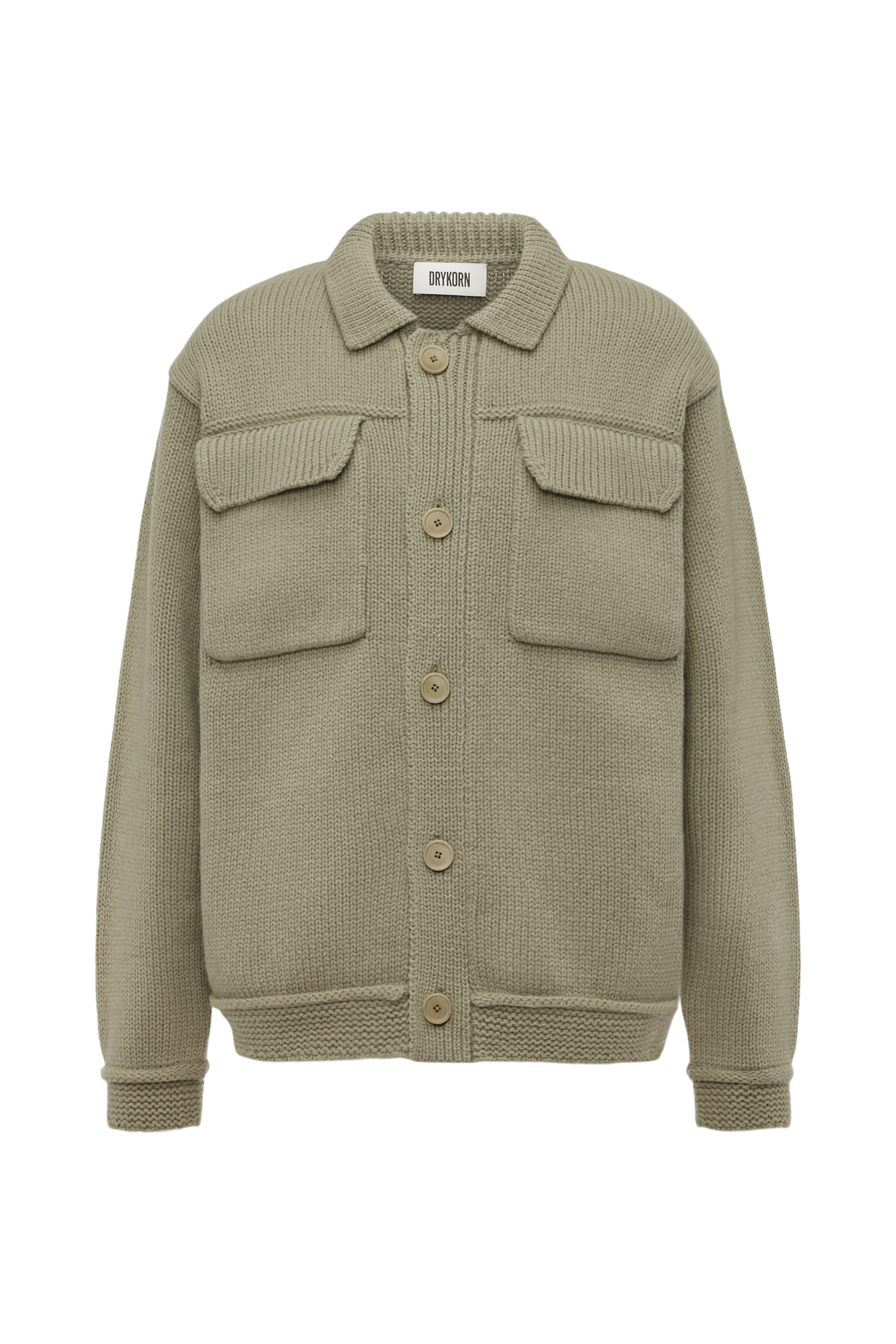 TEDMOND - Strickovershirt in Lammwolle - Herren - grün - Freisteller Frontansicht