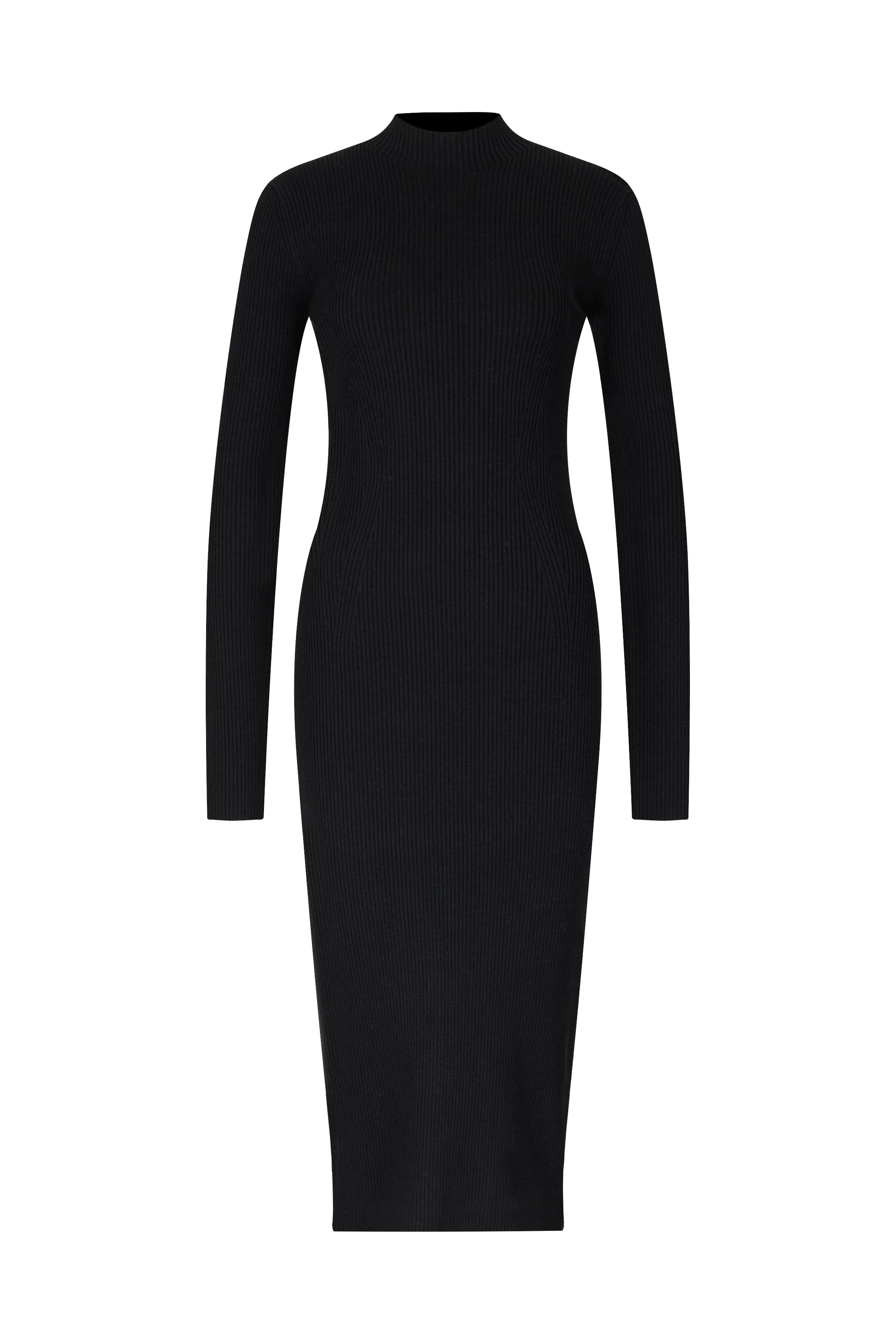 AMARILIA_2 - Strak gebreide jurk in lyocell-wolmix - dames - zwart - Freisteller Frontansicht