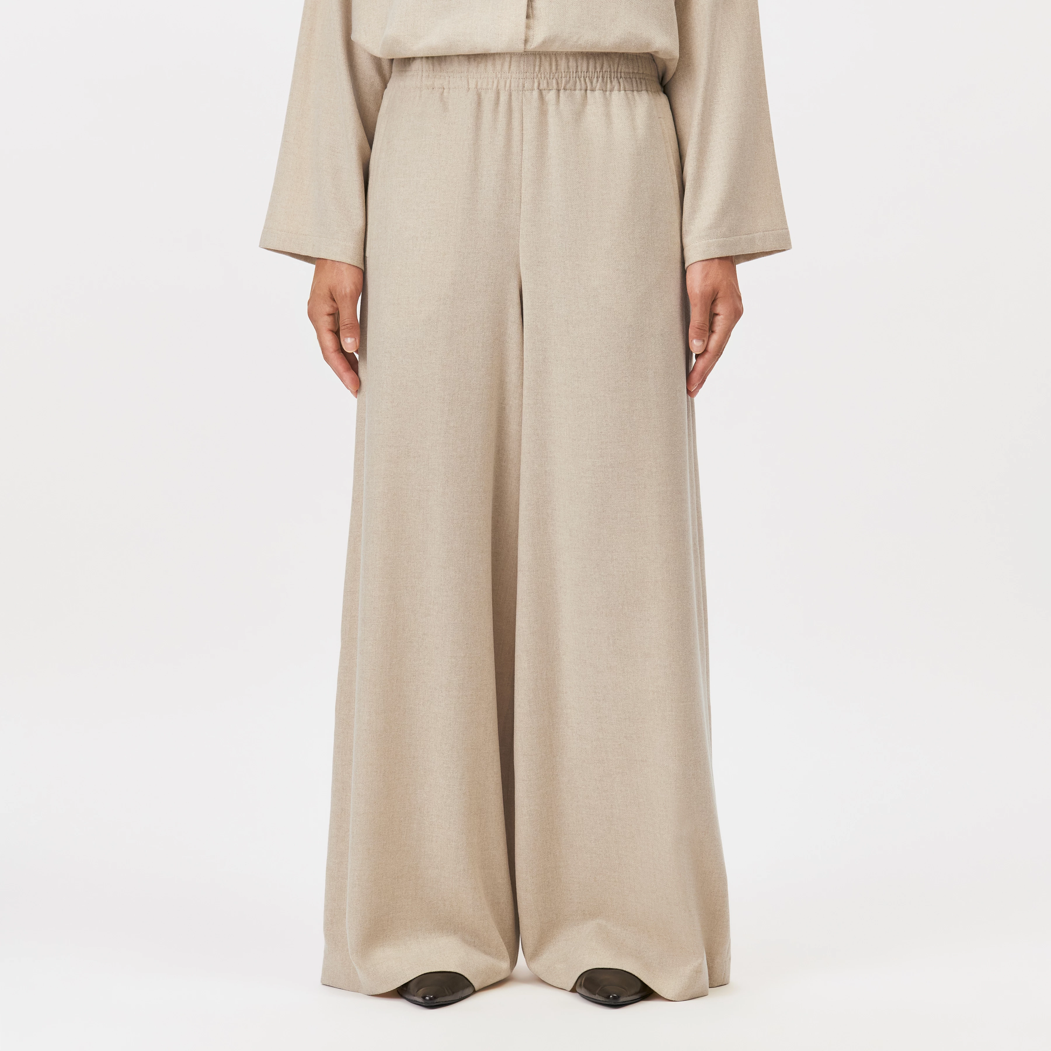 CEILING - Pantalon ample en laine mélangée - women - beige - Frontansicht
