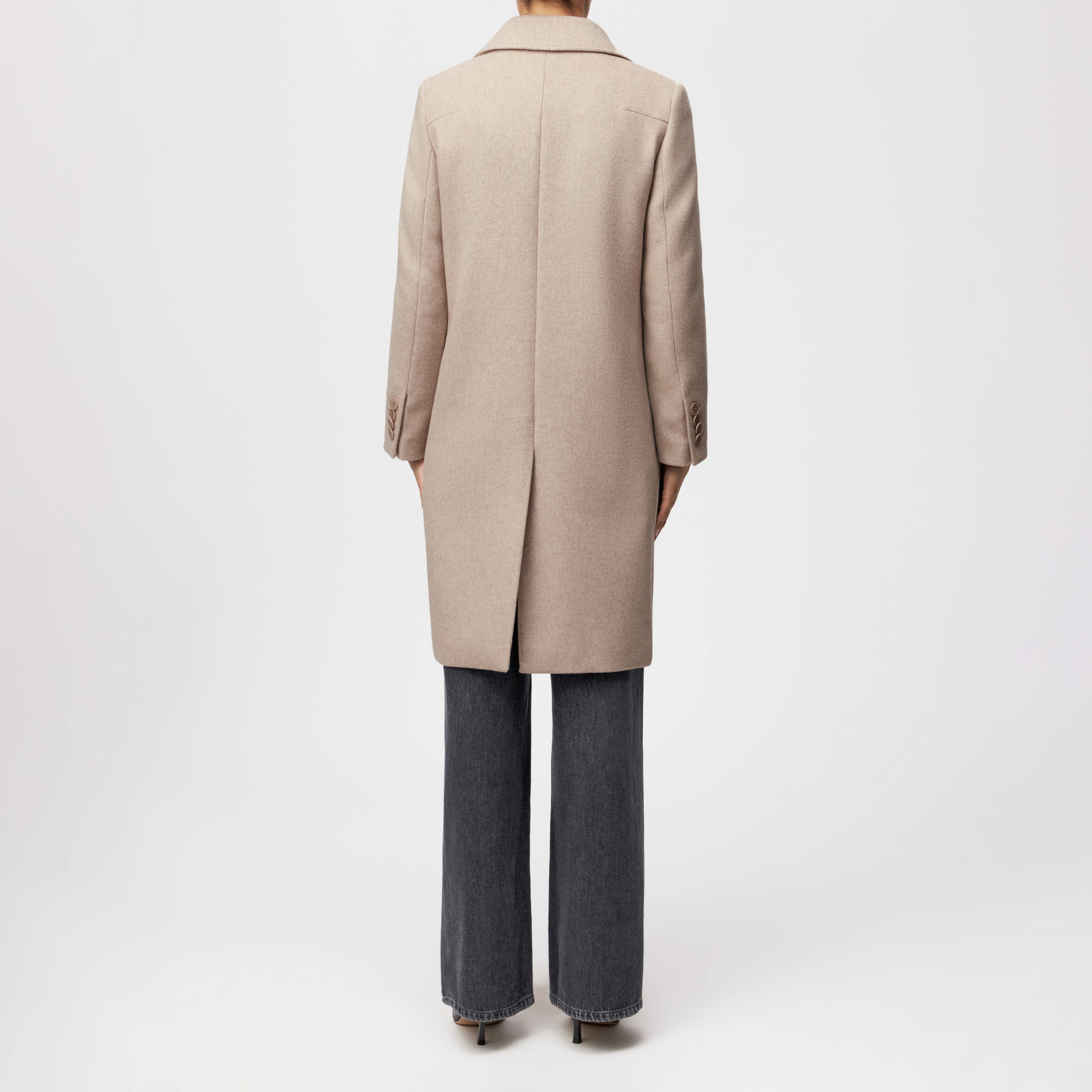 BRAMCOTE - Klassischer Blazermantel in Flanell - Damen - beige - Rückansicht