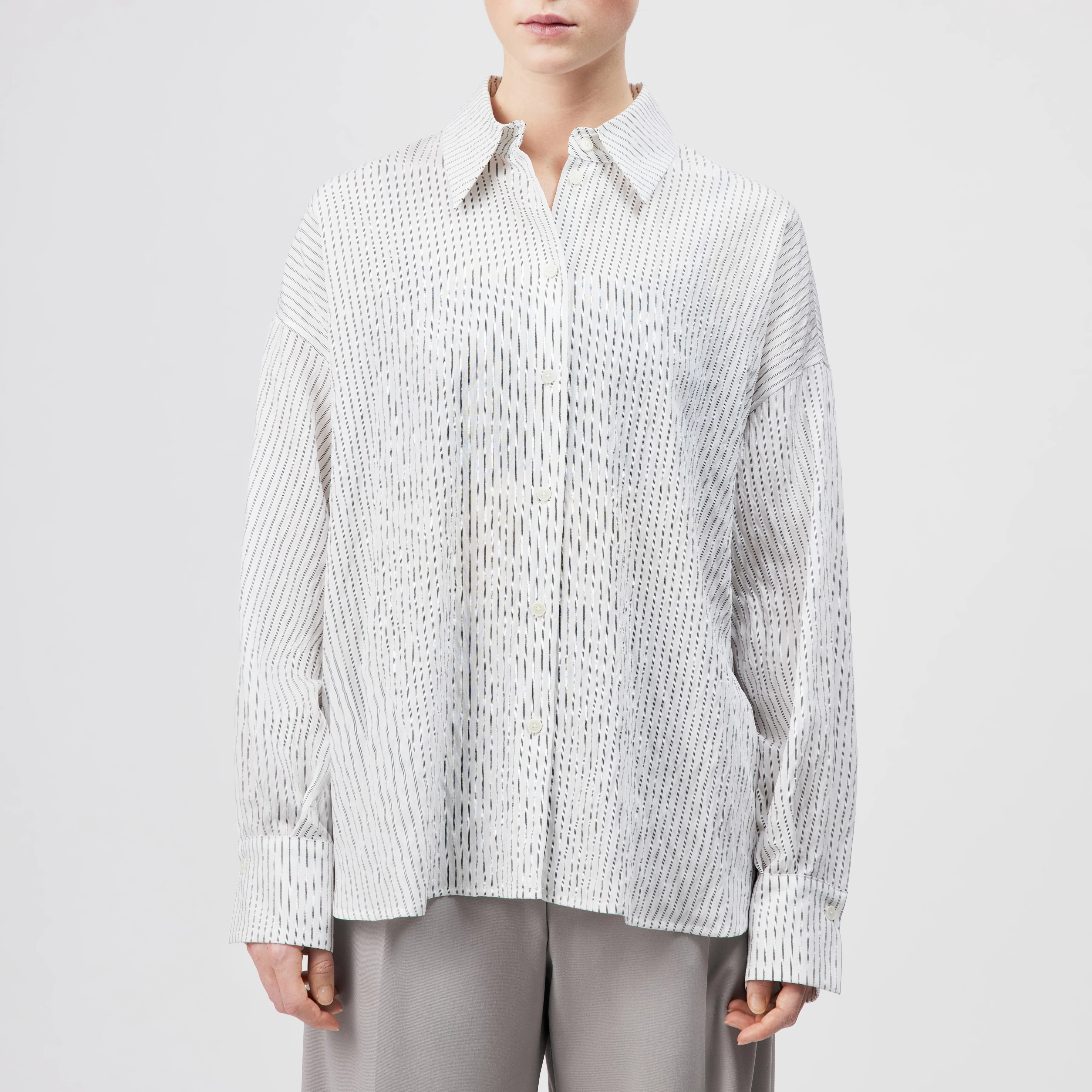 LYNDARA - Casual shirt blouse in viscose blend - women - off white - Frontansicht
