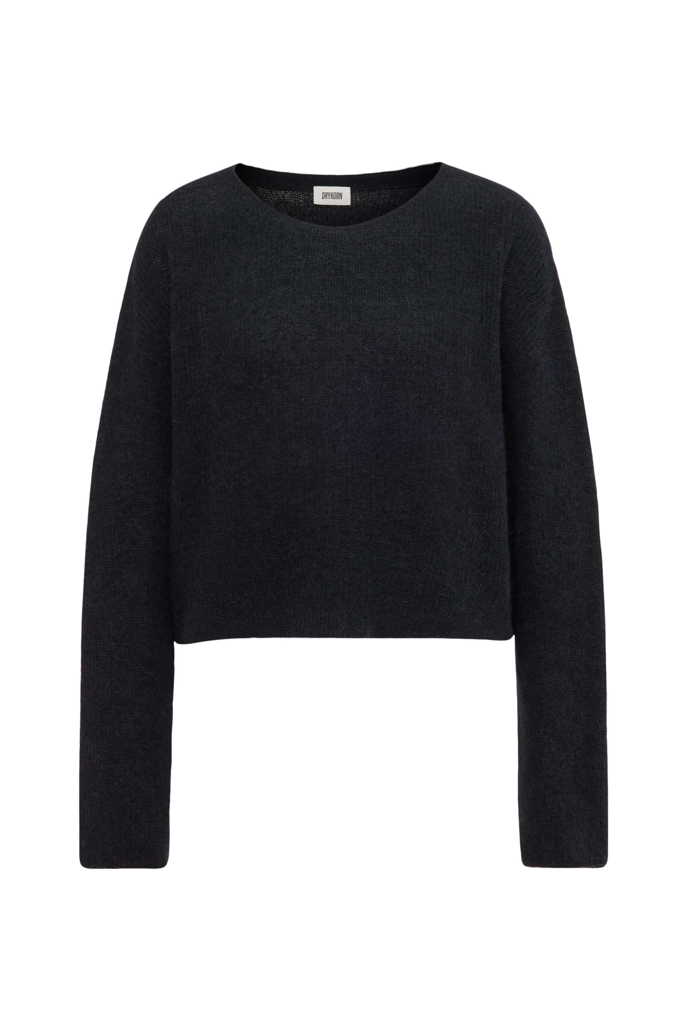 IMENY - Verkürzter Pullover in luxuriösem Suri Alpaka-Mix - Damen - schwarz - Freisteller Frontansicht