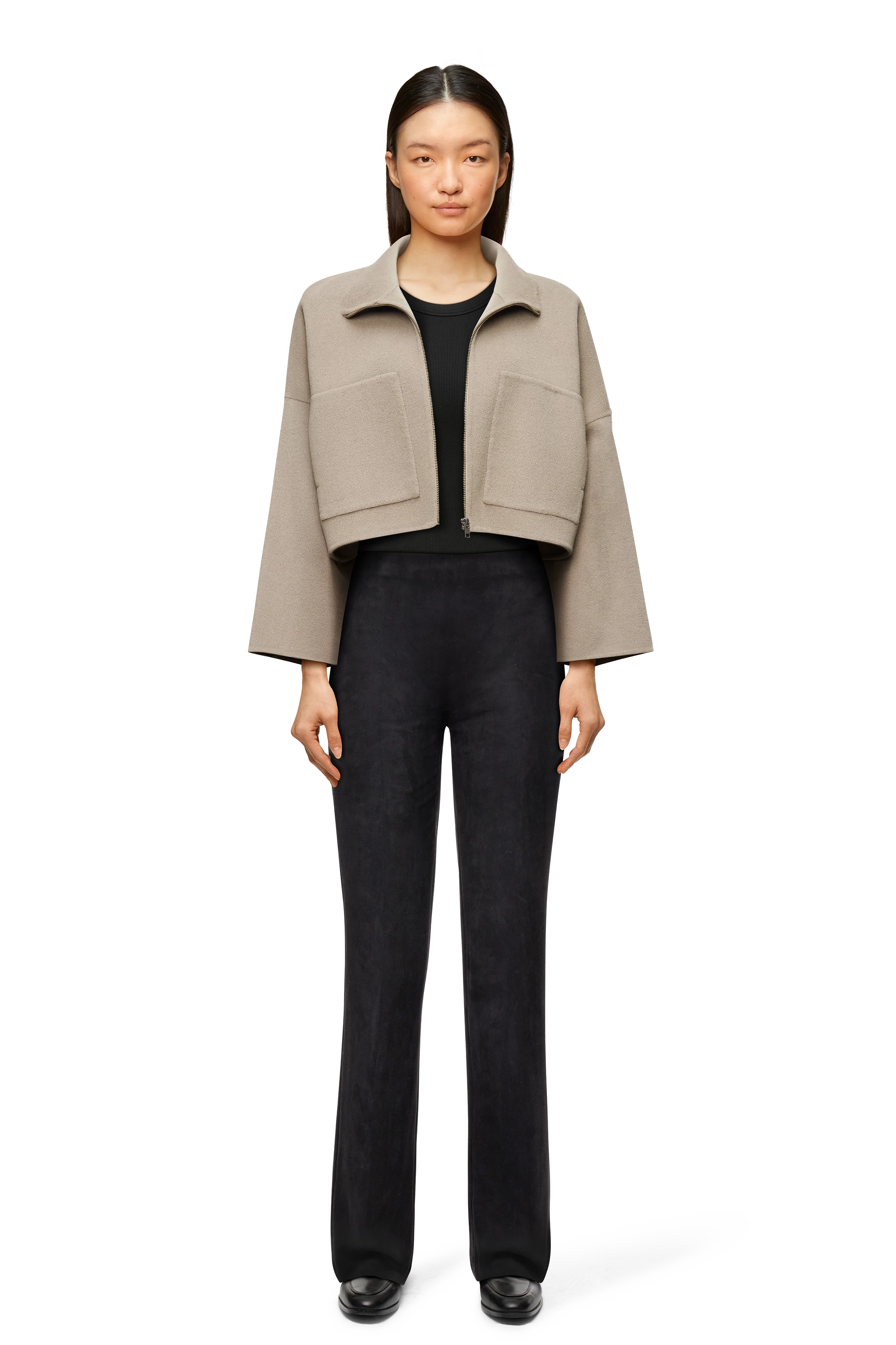 ELSTOW - Oversized colbert in doubleface wol - dames - beige - Ganzkörper-Frontansicht