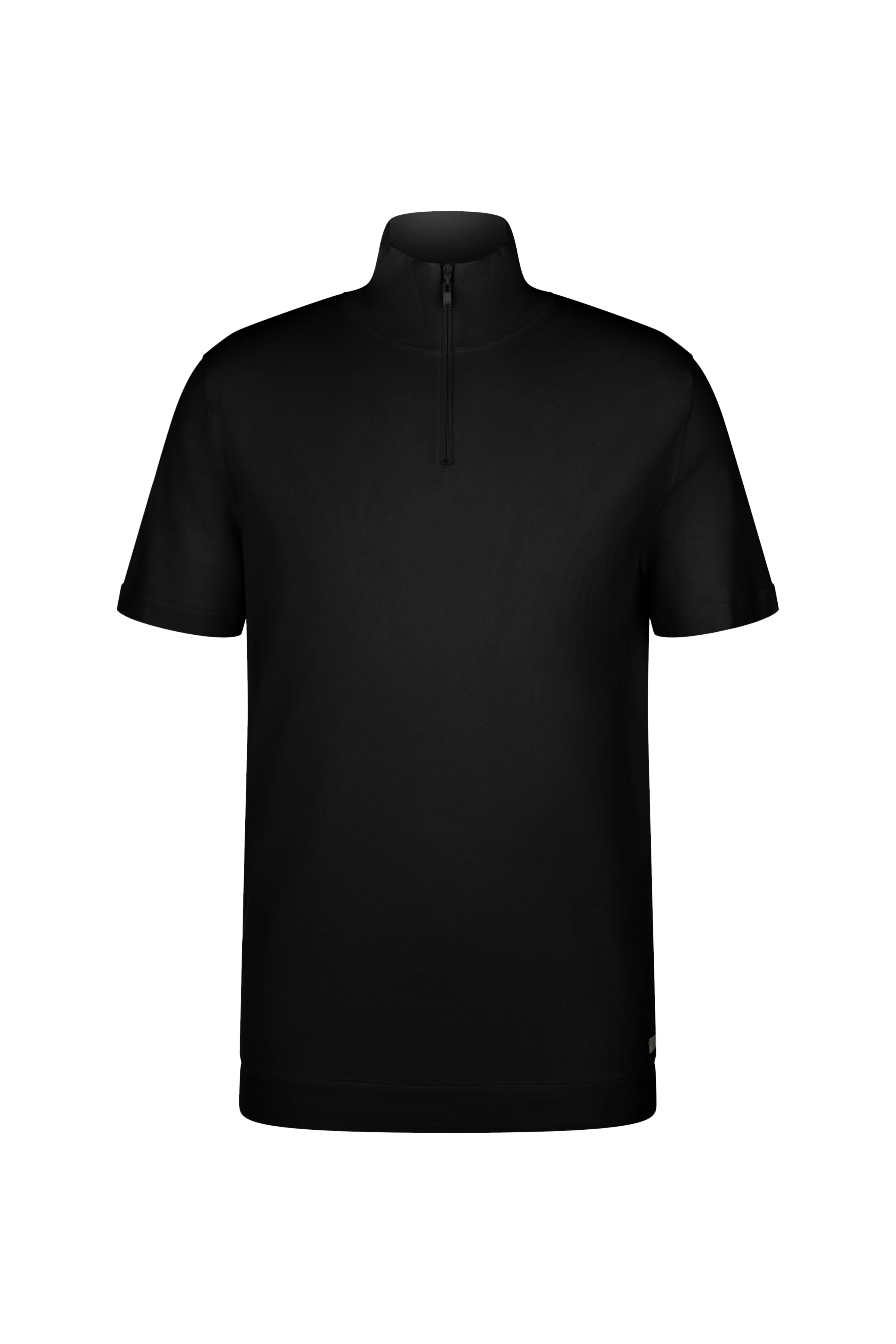 LEANDER - polo zip made of lightweight - men - black - Freisteller Frontansicht