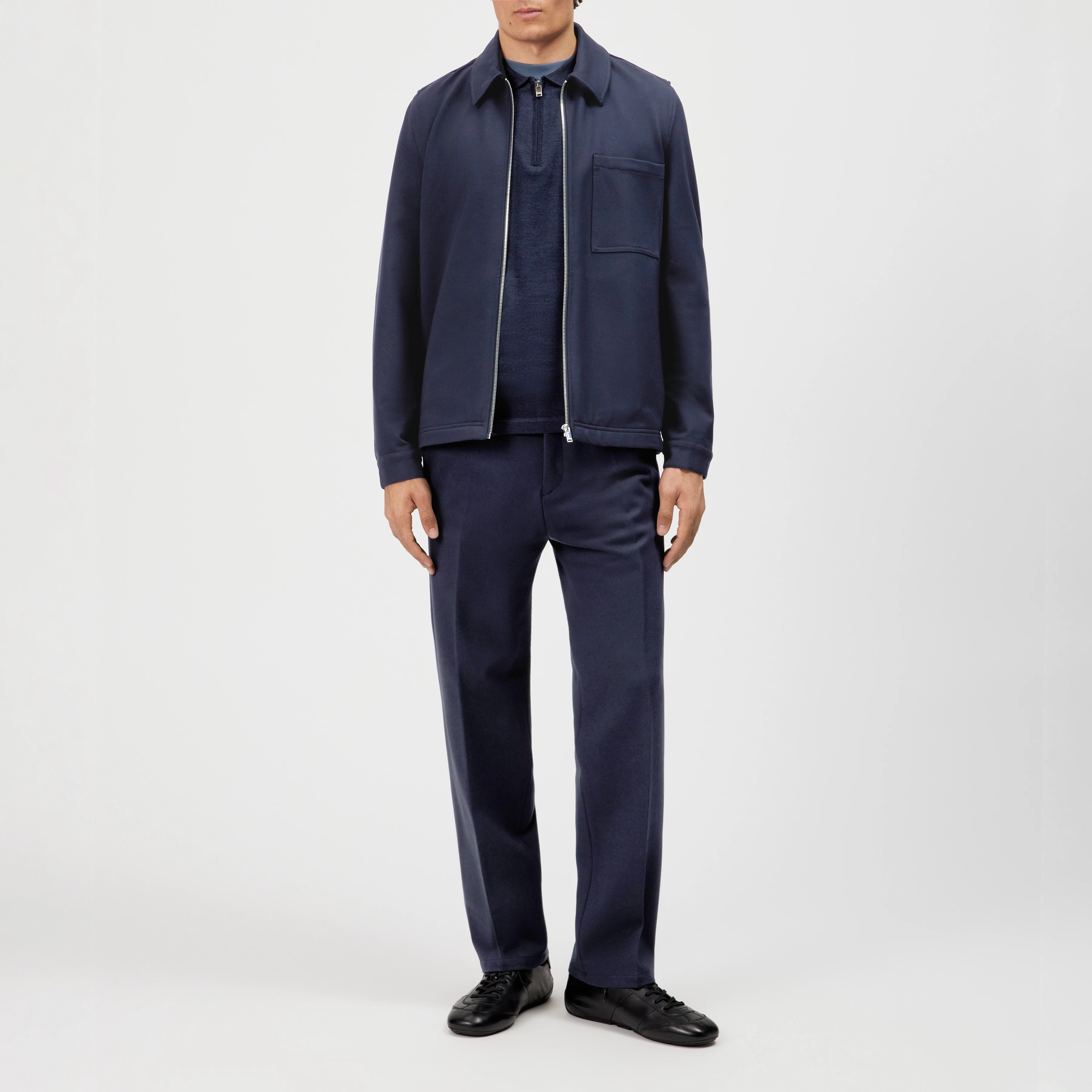JERSON - Regular Fit Zip-Jacke mit Umlegekragen - Herren - blau - Ganzkörper-Frontansicht
