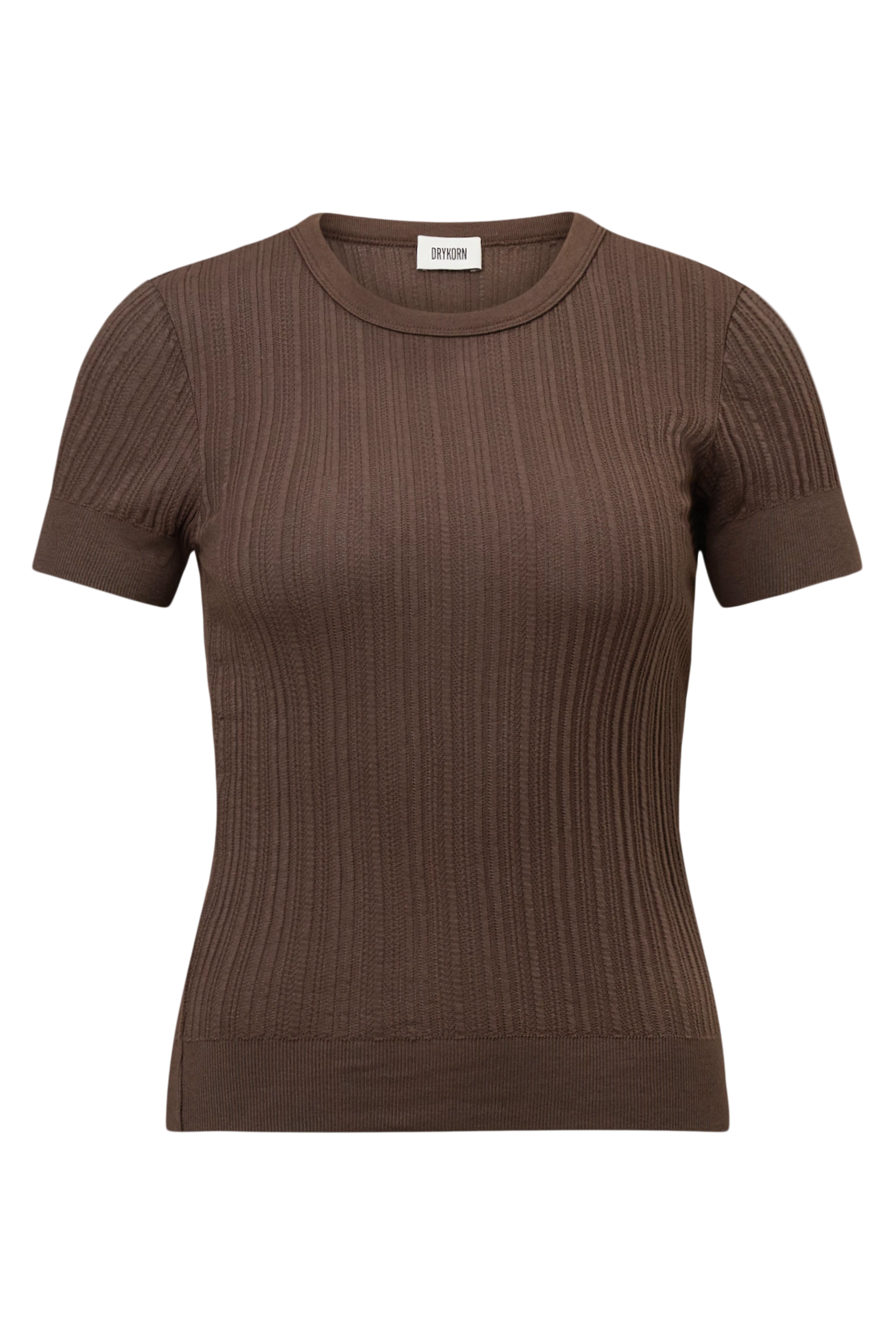 KOALY - T-shirt moulant en maille ajourée - women - marron - Freisteller Frontansicht