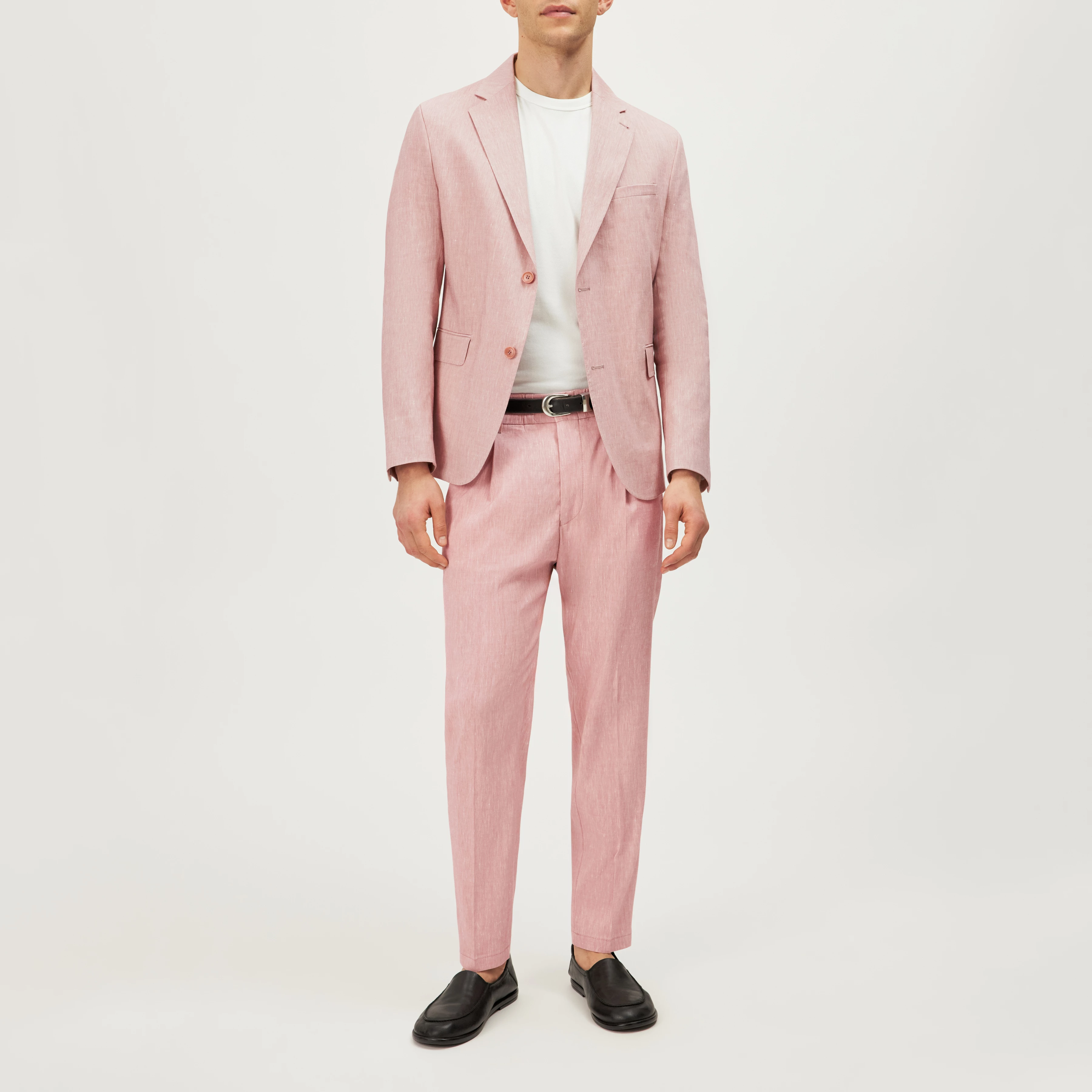 YAMES - Enkeltradet jakke i hørmix - men - orange - Ganzkörper-Frontansicht