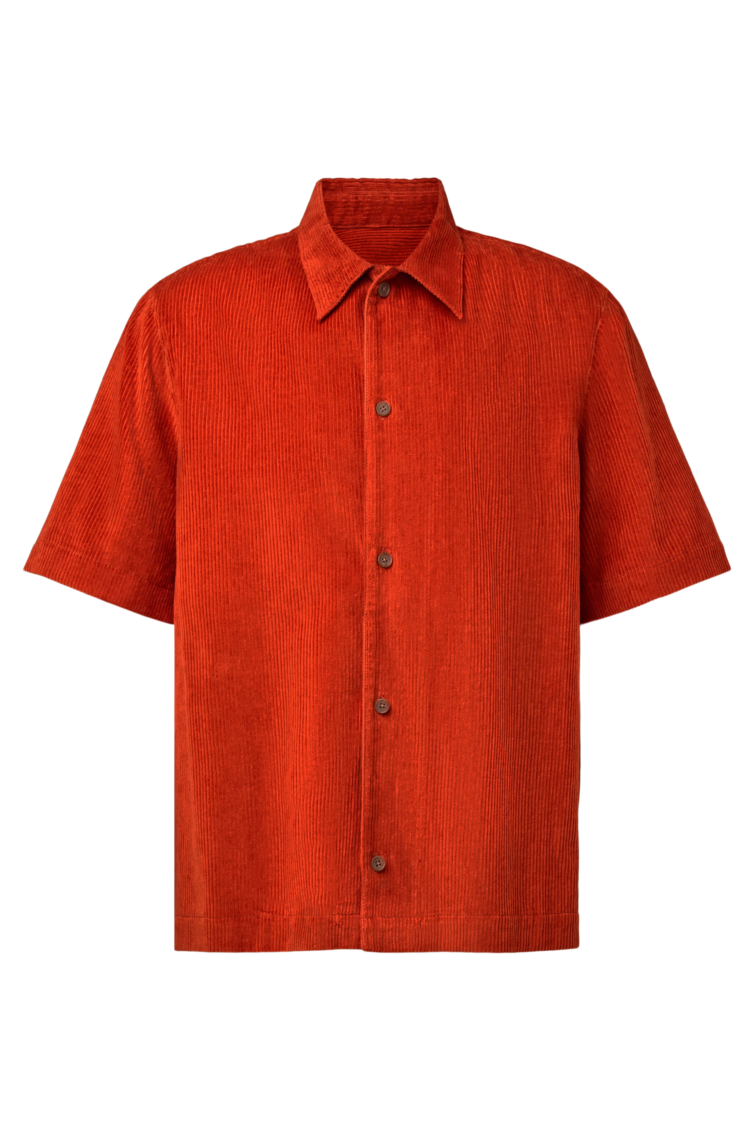 MERYN - Kurzarm Hemd in Baumwoll-Cord - Herren - orange - Freisteller Frontansicht