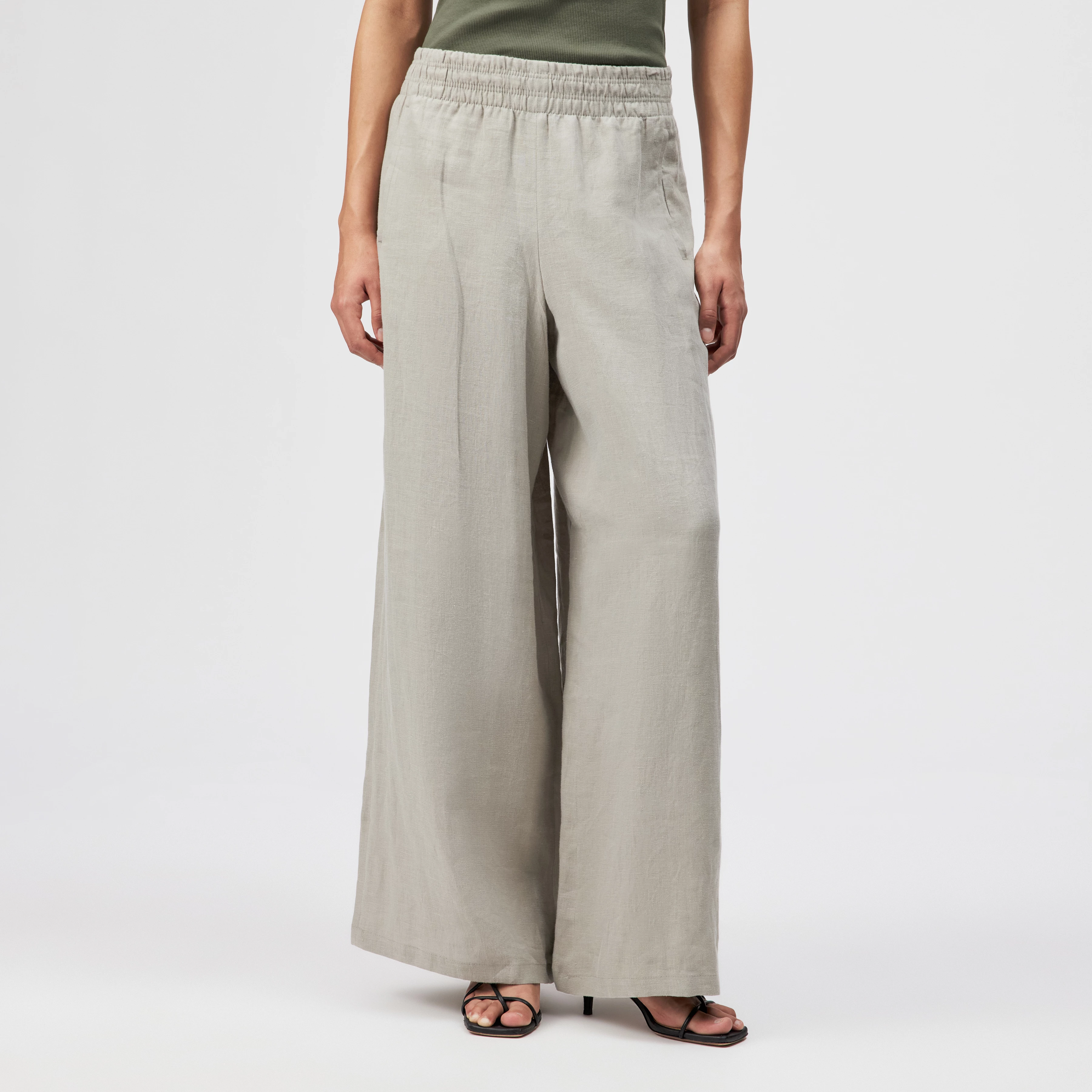 CEILING - Weite Hose in Leinen - Damen - grün - Frontansicht