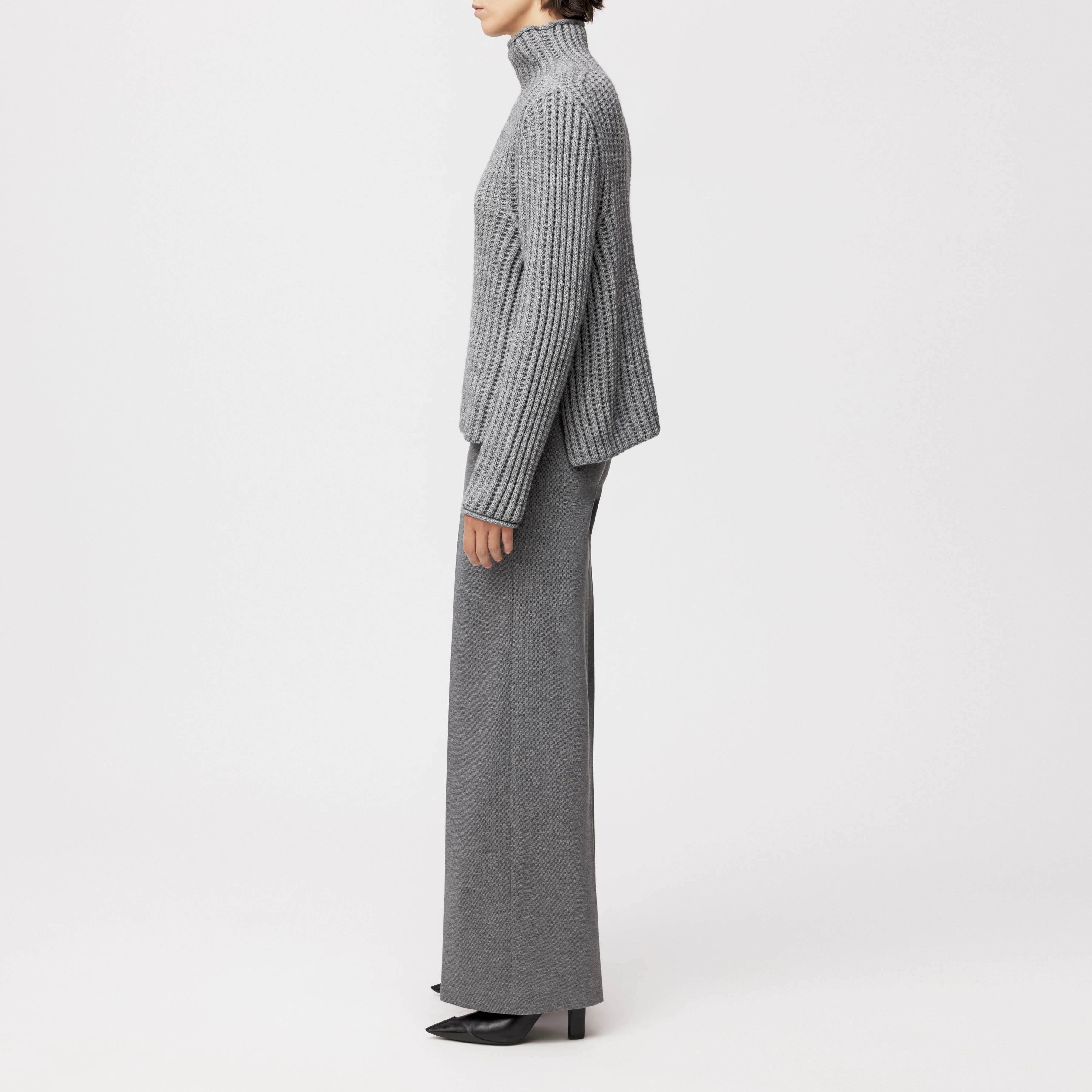 VARISA - Turtleneck jumper in wool and alpaca blend - women - grey - Seitenansicht