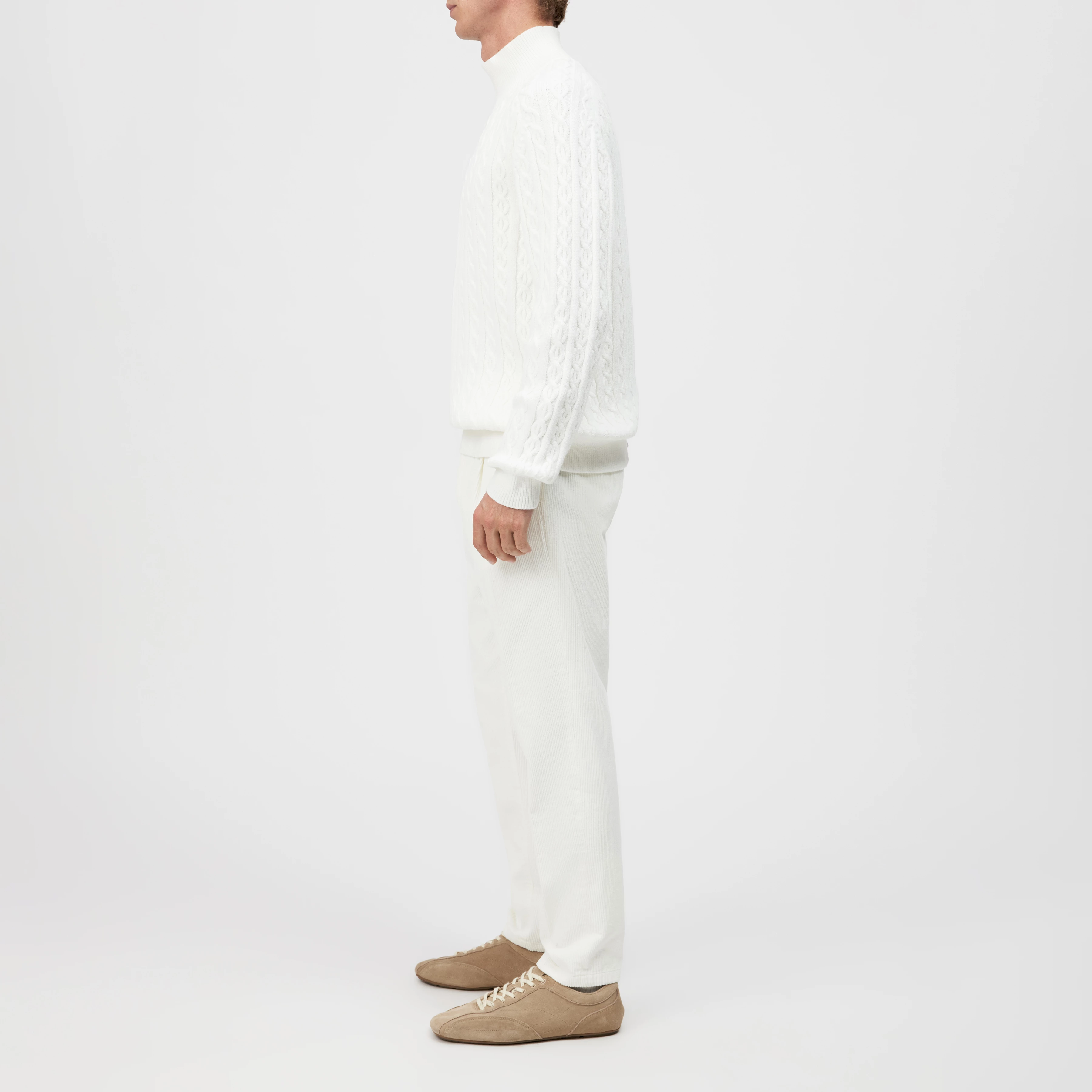 EDDARD - Pullover mit Stehkragen in Baumwoll-Mix - Herren - off white - Seitenansicht