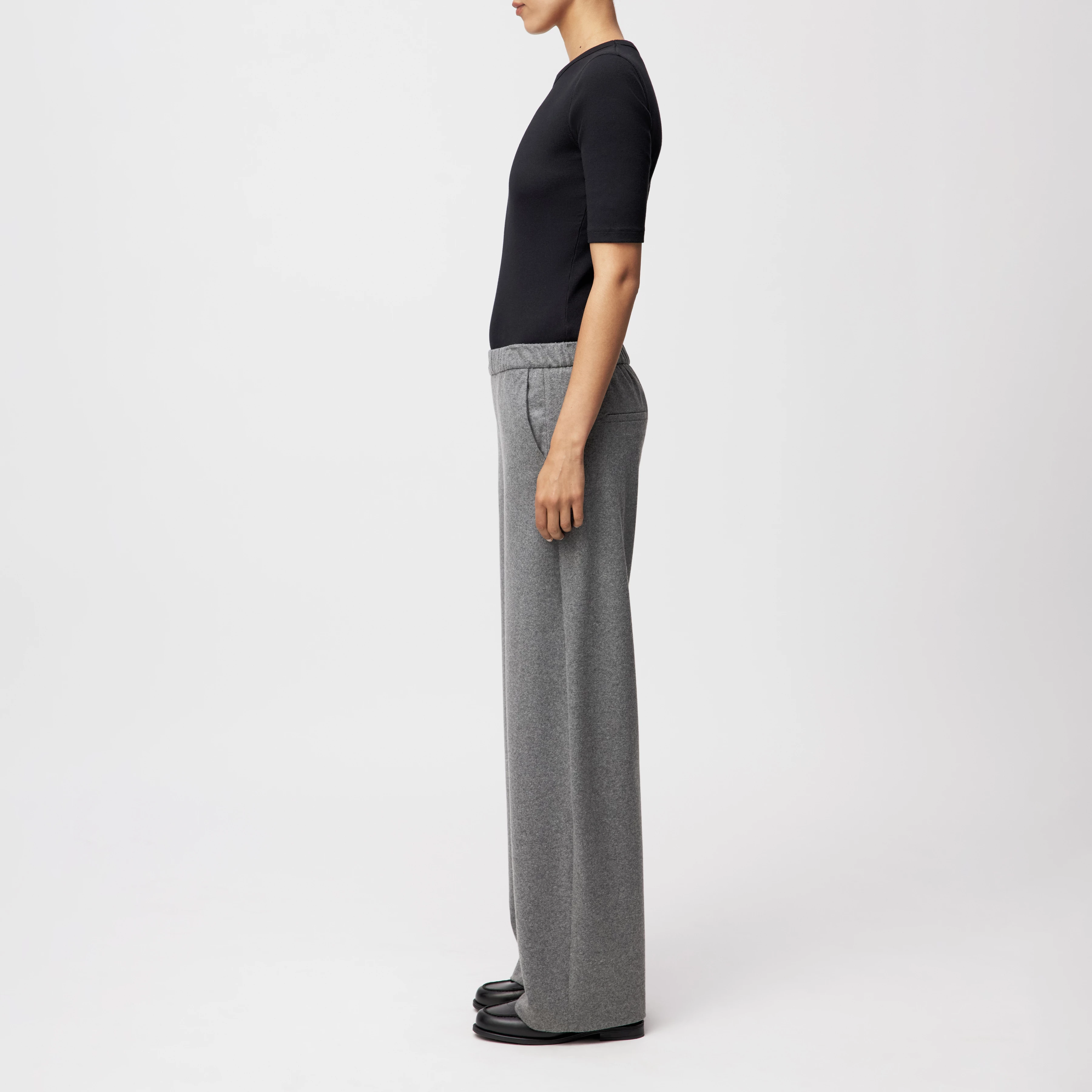 CONSIDER - Schlupfhose mit Barrel-Leg in Jersey Woll-Mix - Damen - grau - Seitenansicht