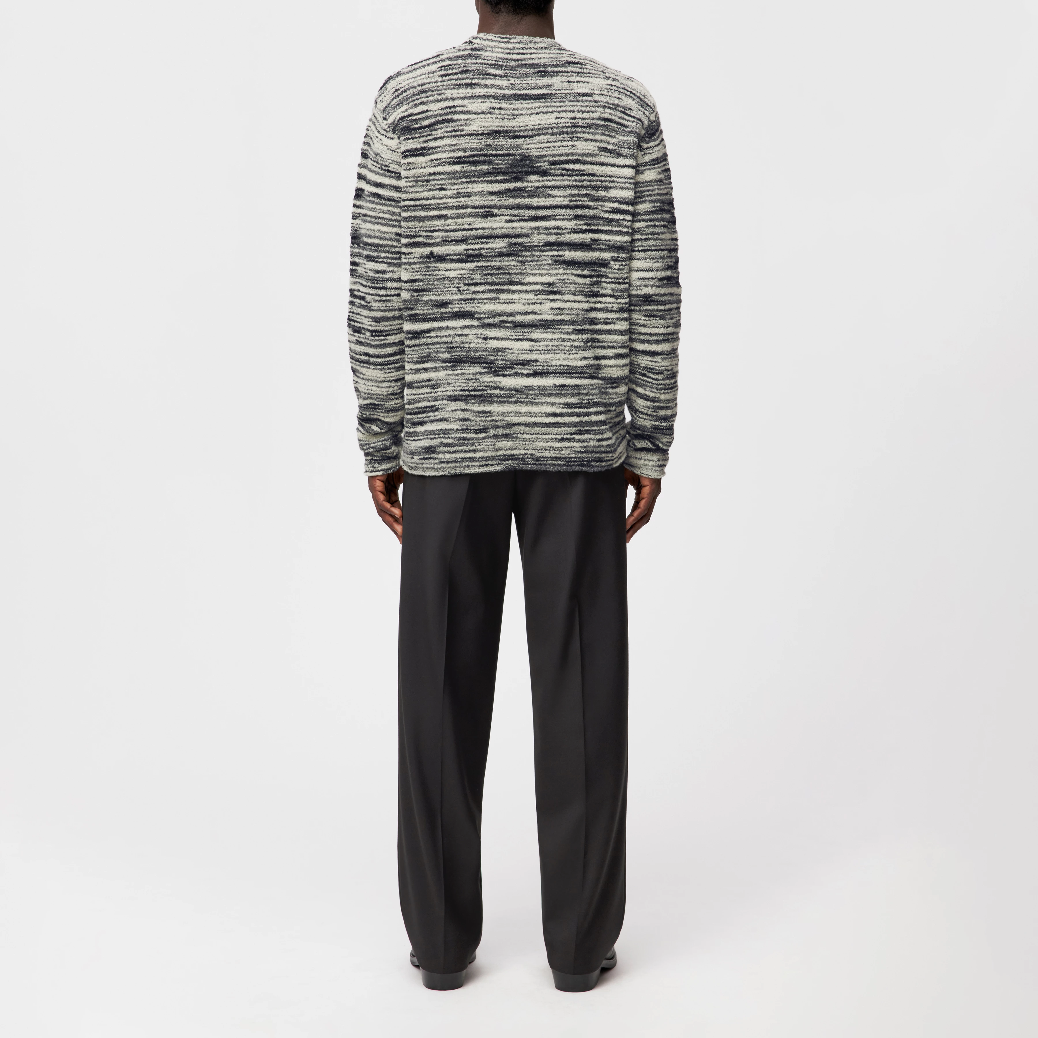 LEANDO - Rundhalspullover in Woll-Mix - Herren - grau - Rückansicht