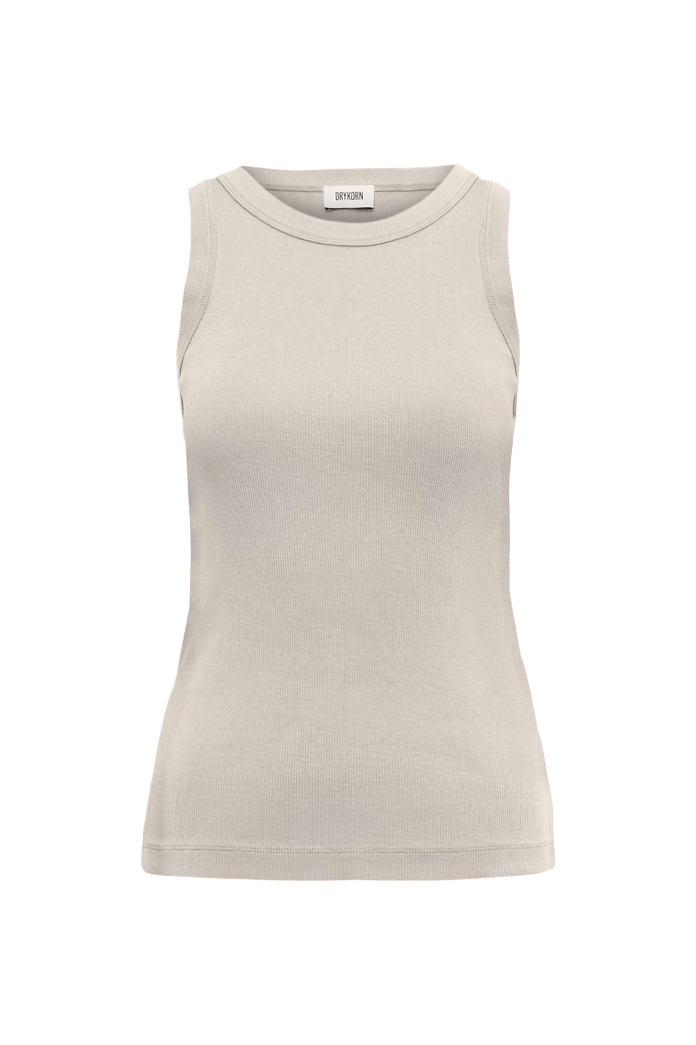 OLINA - Cotton ribbed crew neck tank top - women - beige - Freisteller Frontansicht