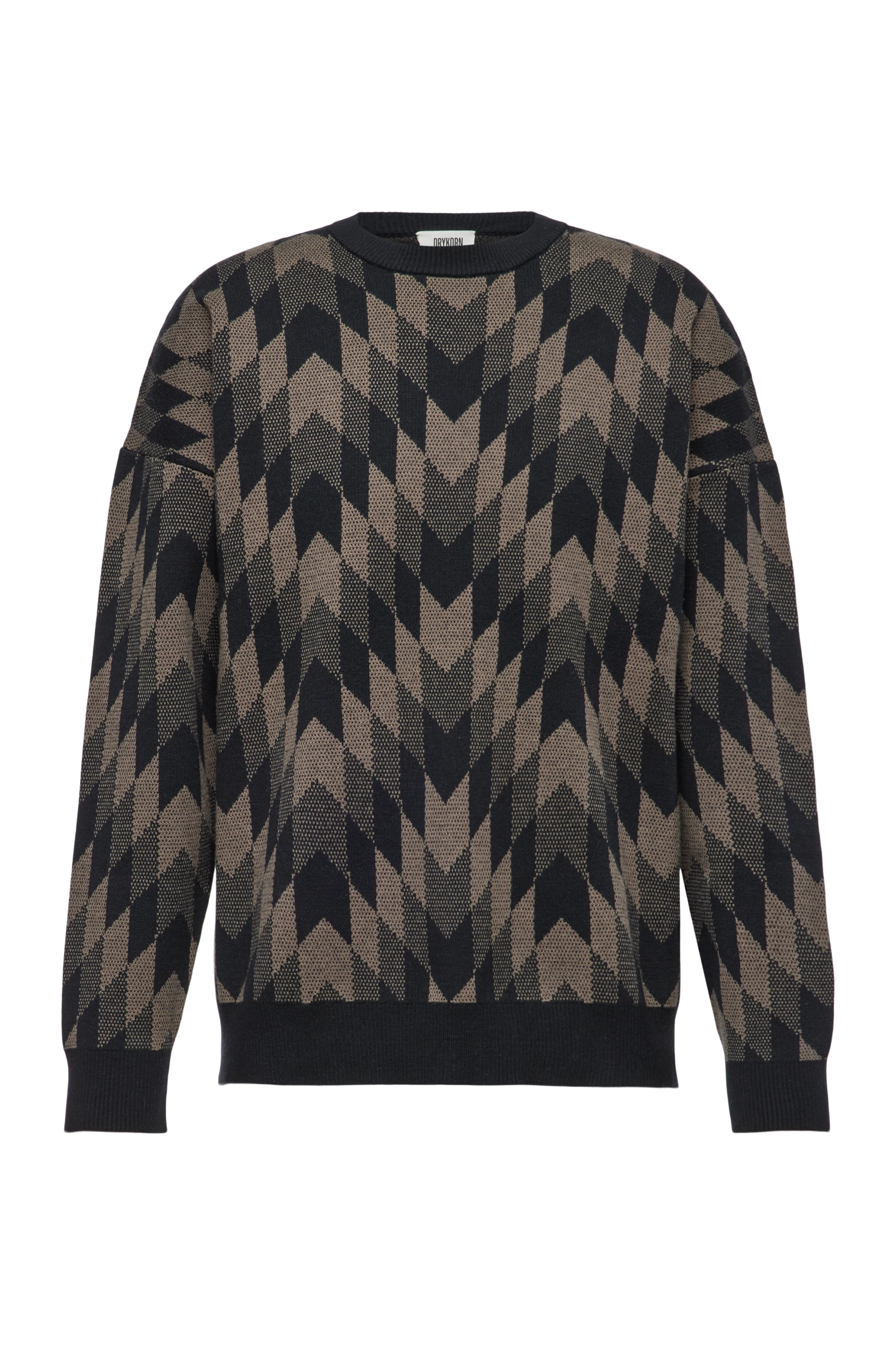NEELIO - Pullover in Rautenjacquard - Herren - schwarz - Freisteller Frontansicht