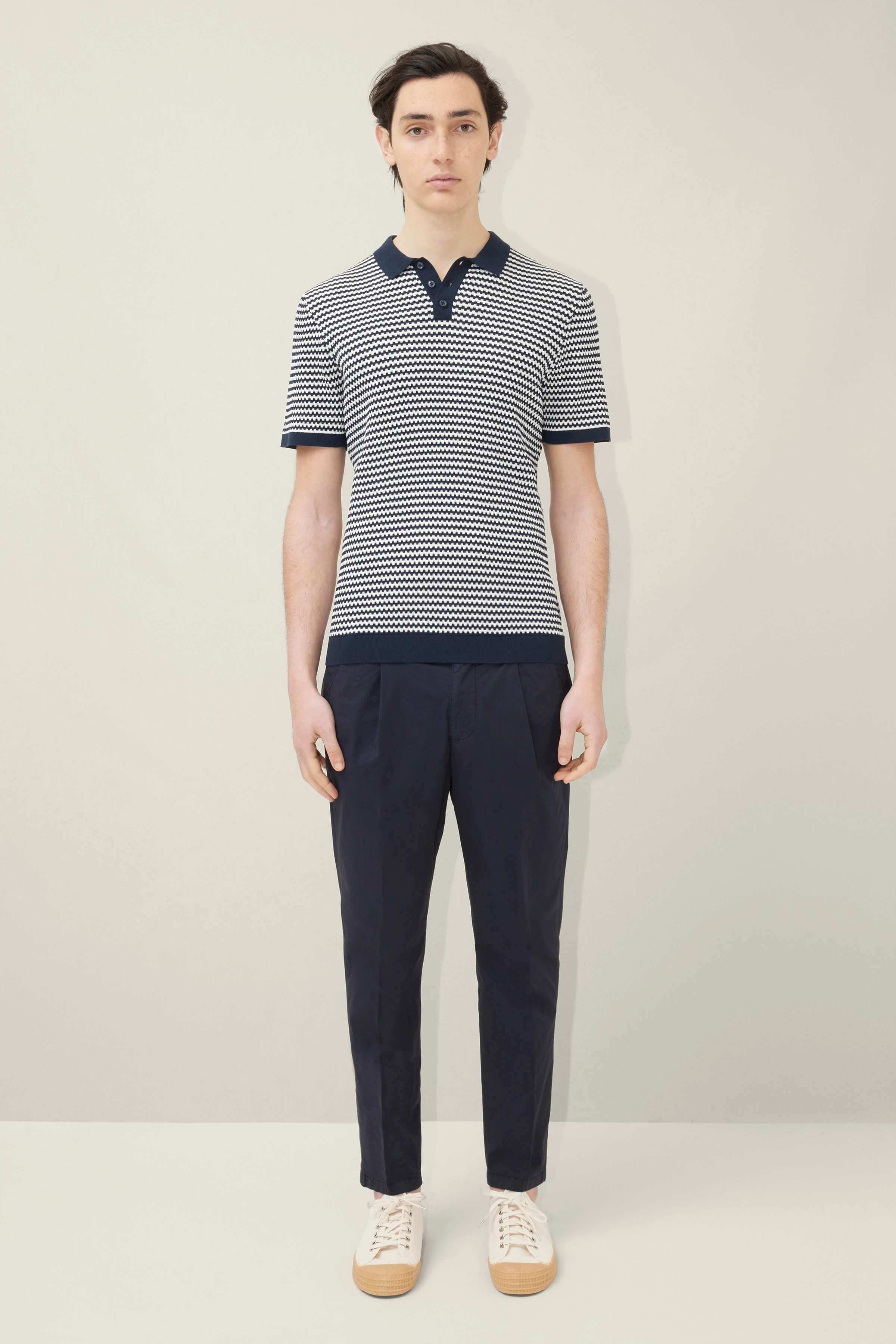 TRITON - Jacquard polo - men - blue - Ganzkörper-Frontansicht