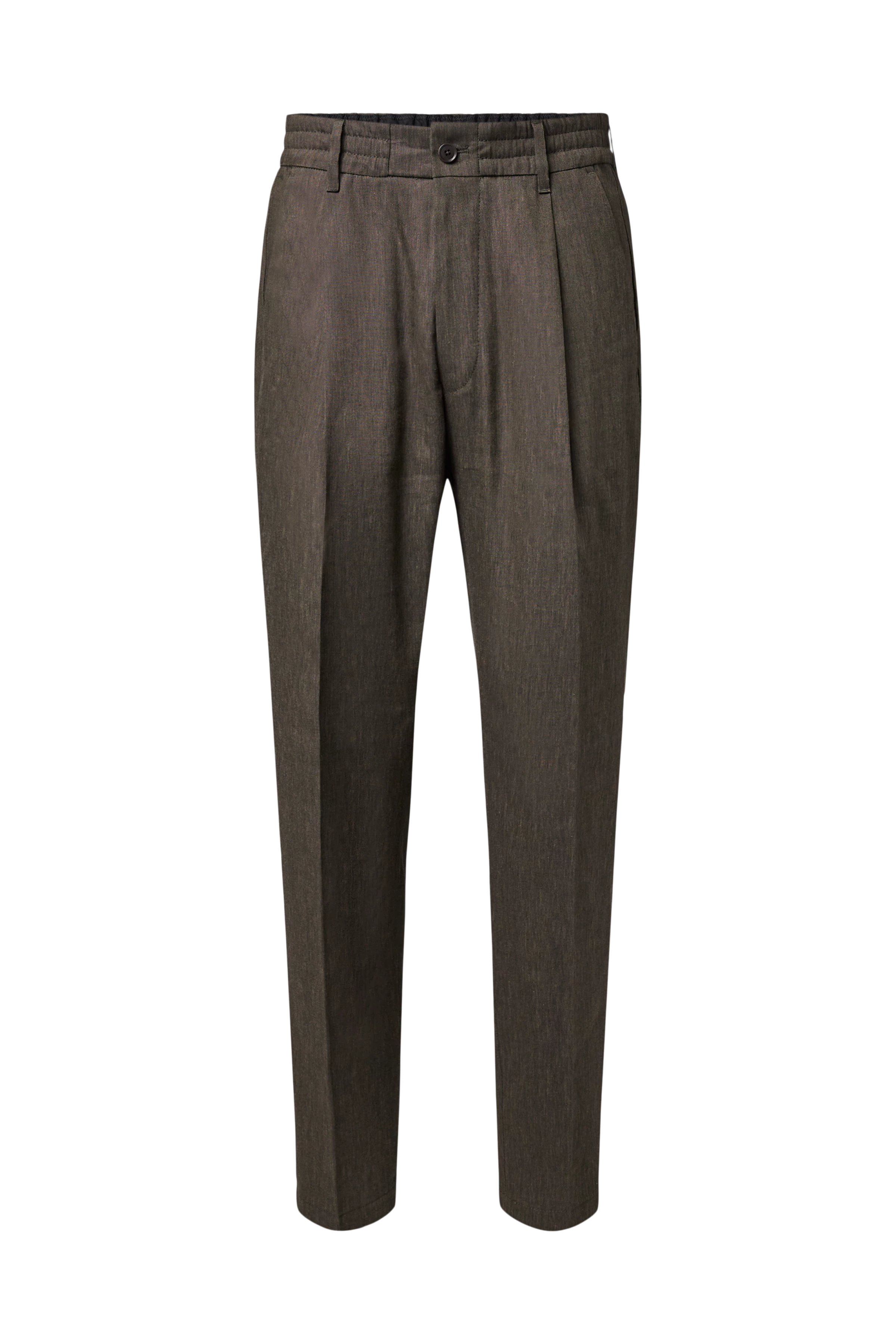 CHASY - Casual bukser med læg i hørmix - men - brun - Freisteller Frontansicht