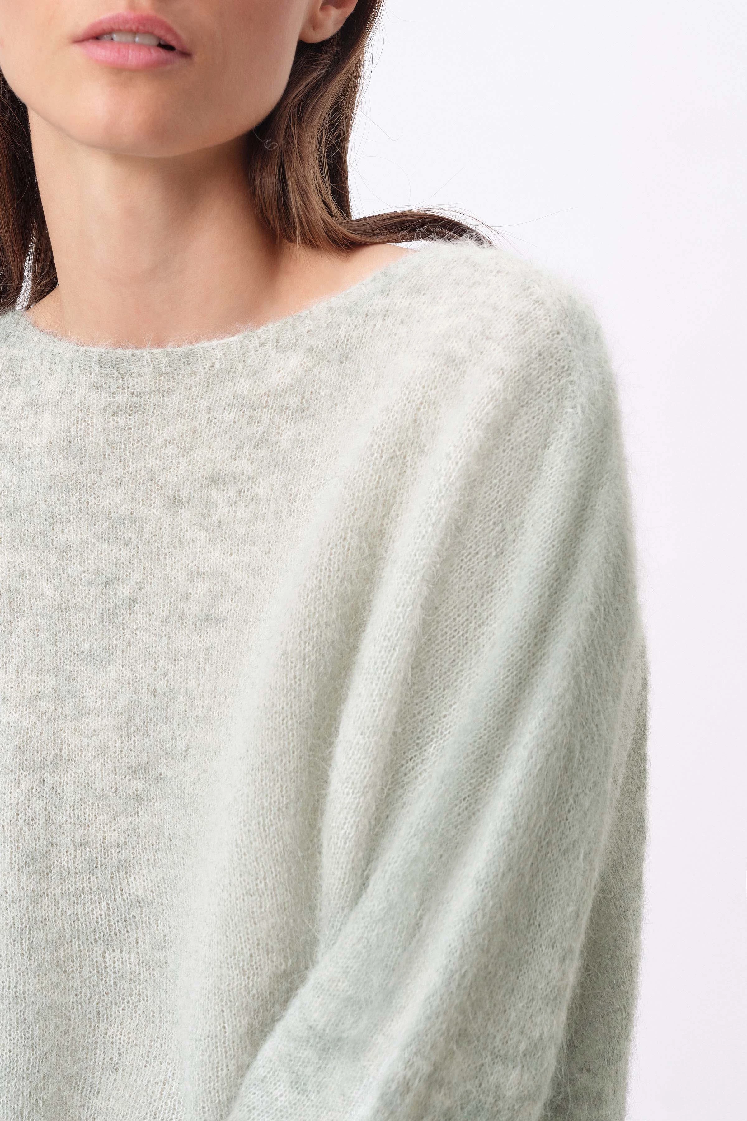IMENY - Trui met korte mouwen in luxe suri baby alpacamix - dames - grijs - Seitenansicht