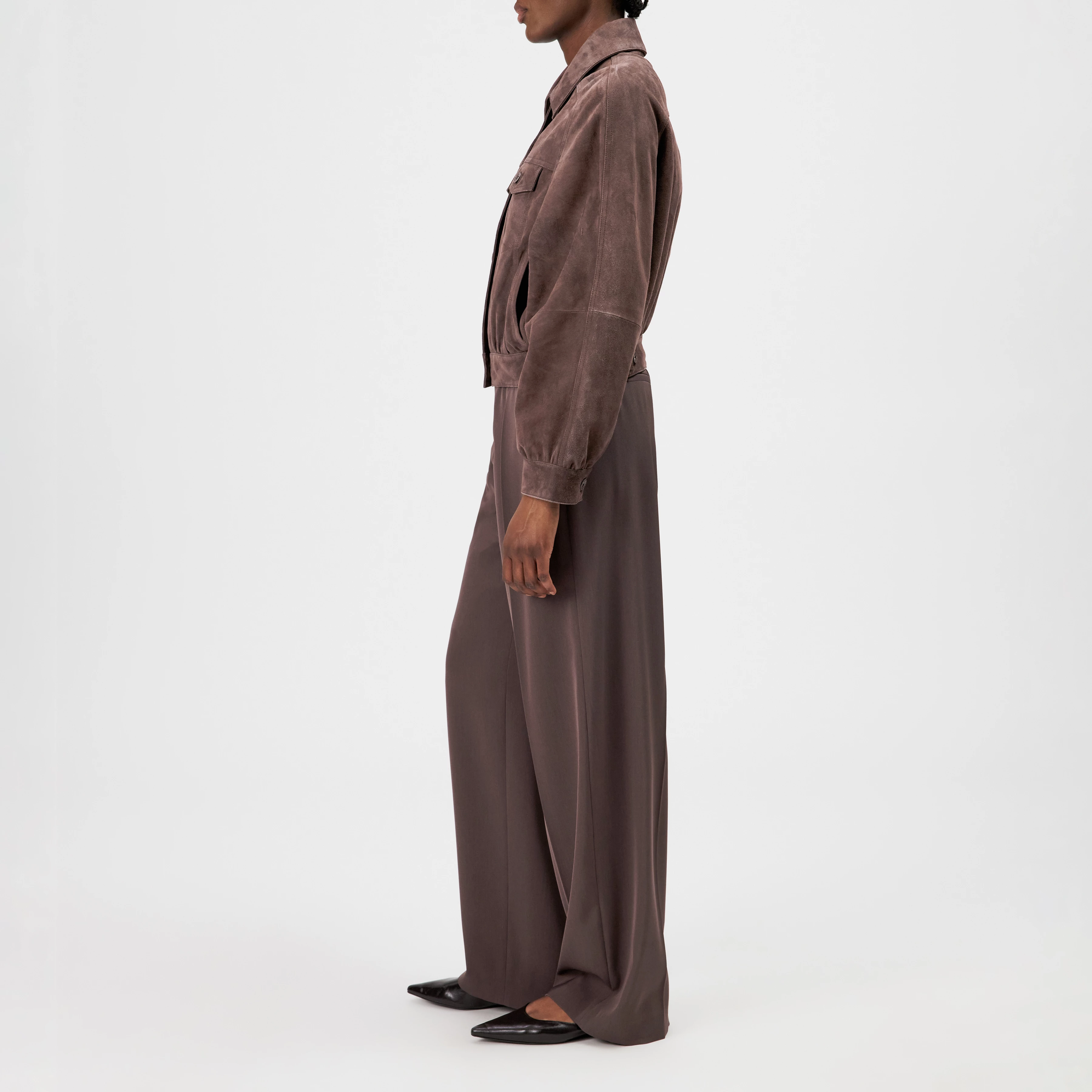 MARWICK - Relaxed fit jacket in suede - women - brown - Seitenansicht
