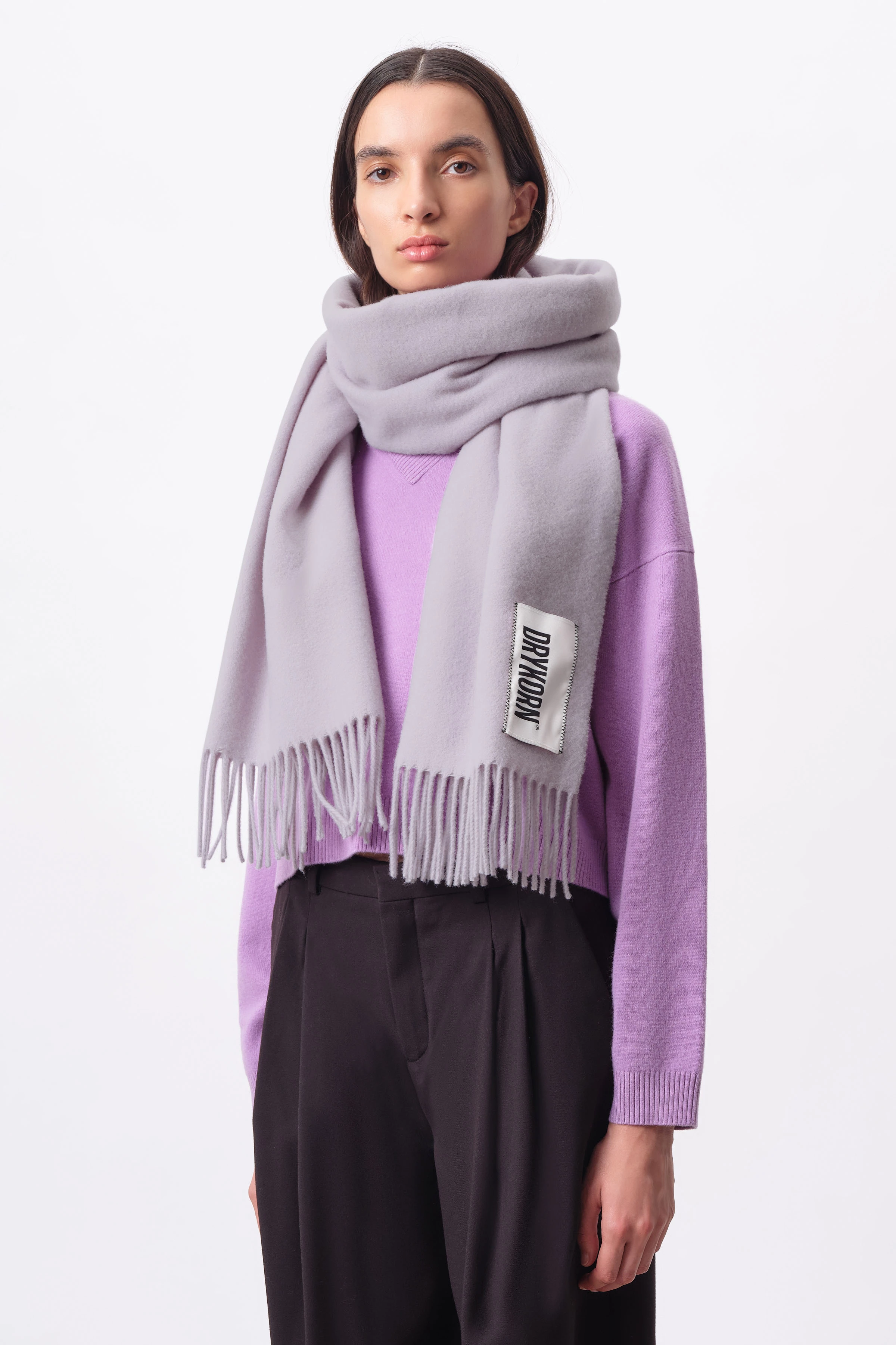 GAZE - pure wool scarf - unisex - purple - Frontansicht