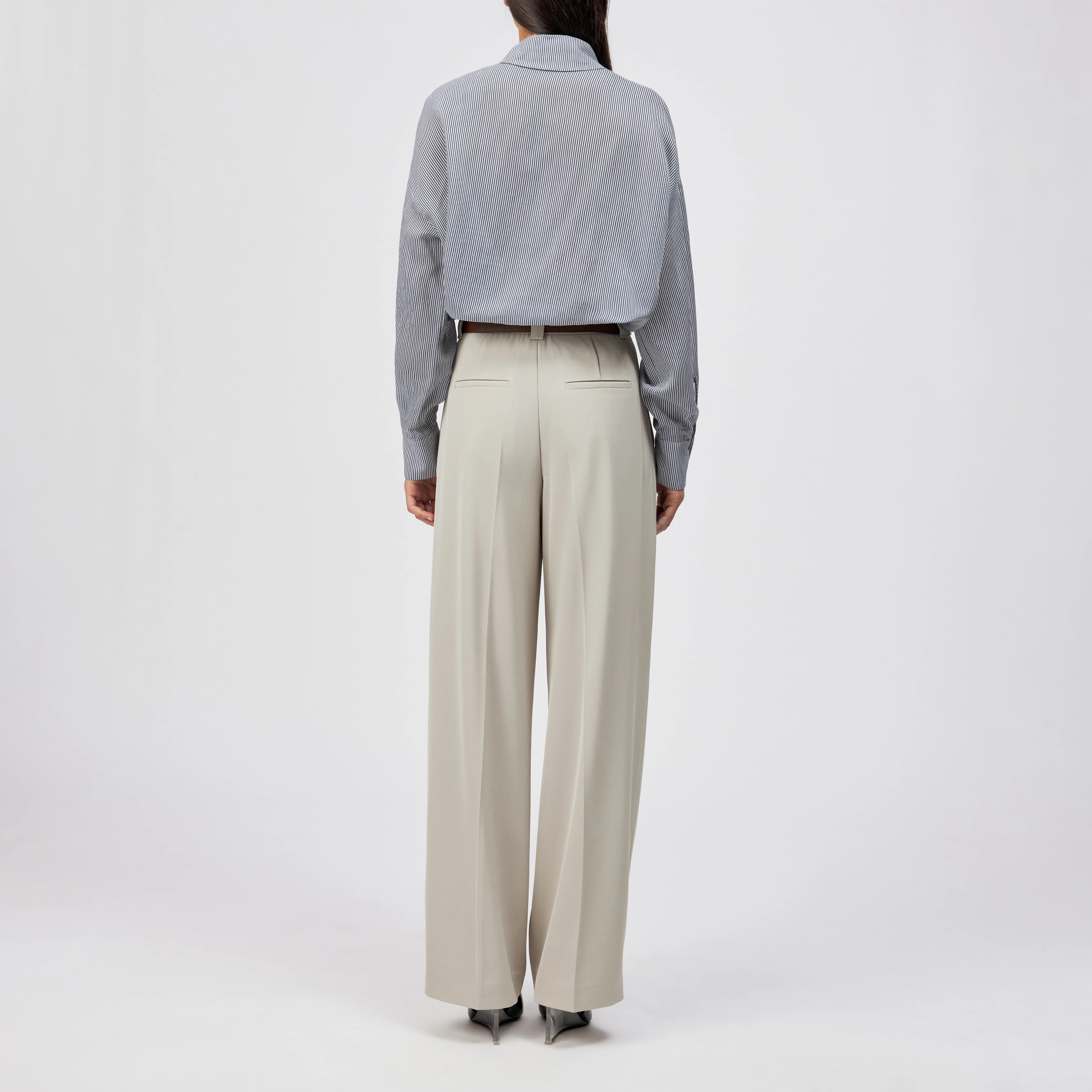 LYNDARA - Casual shirt blouse, quality stripe design. - women - blue - Rückansicht