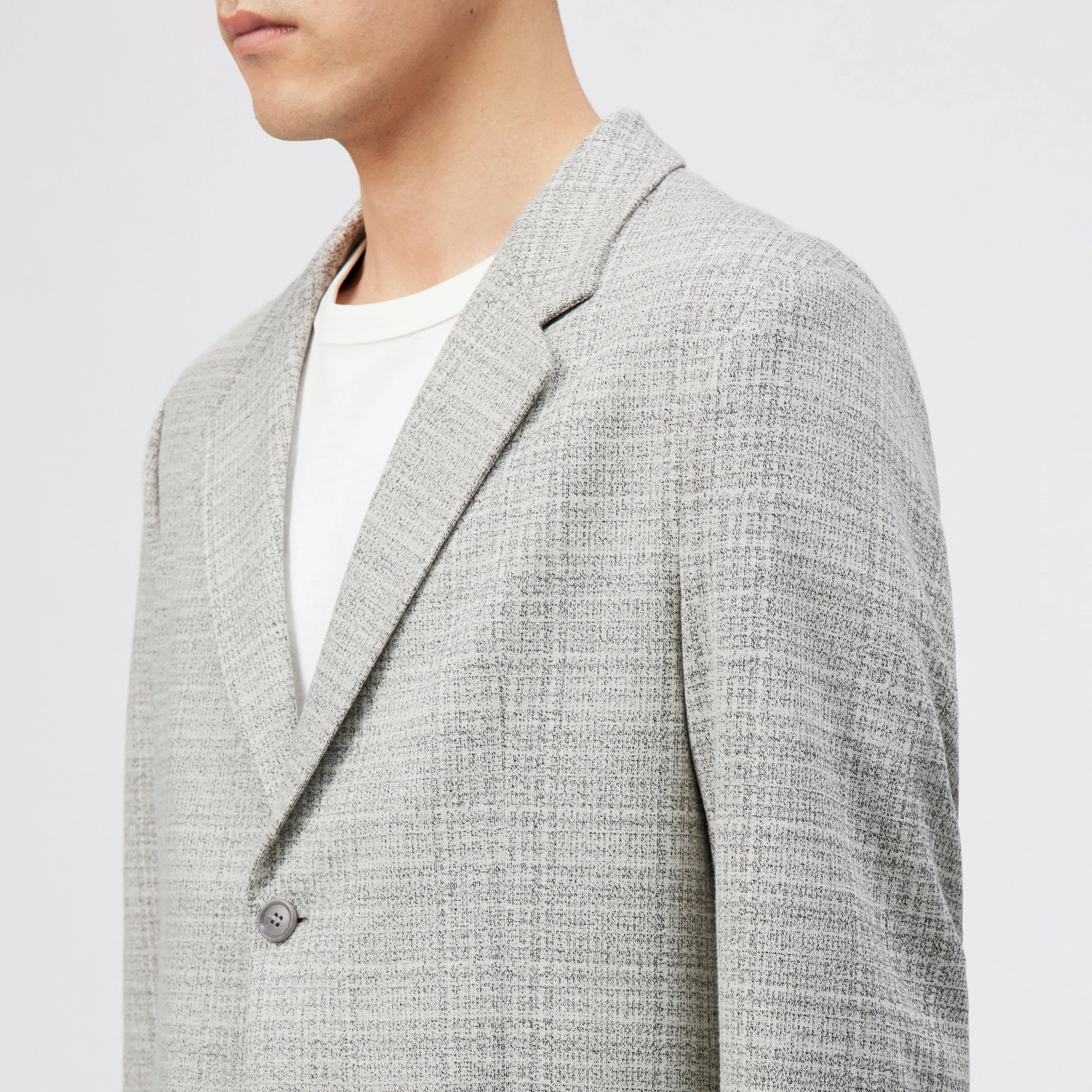 MARLS - Enkelrij blazer in ruiten-jersey - heren - grijs - Detailansicht am Model