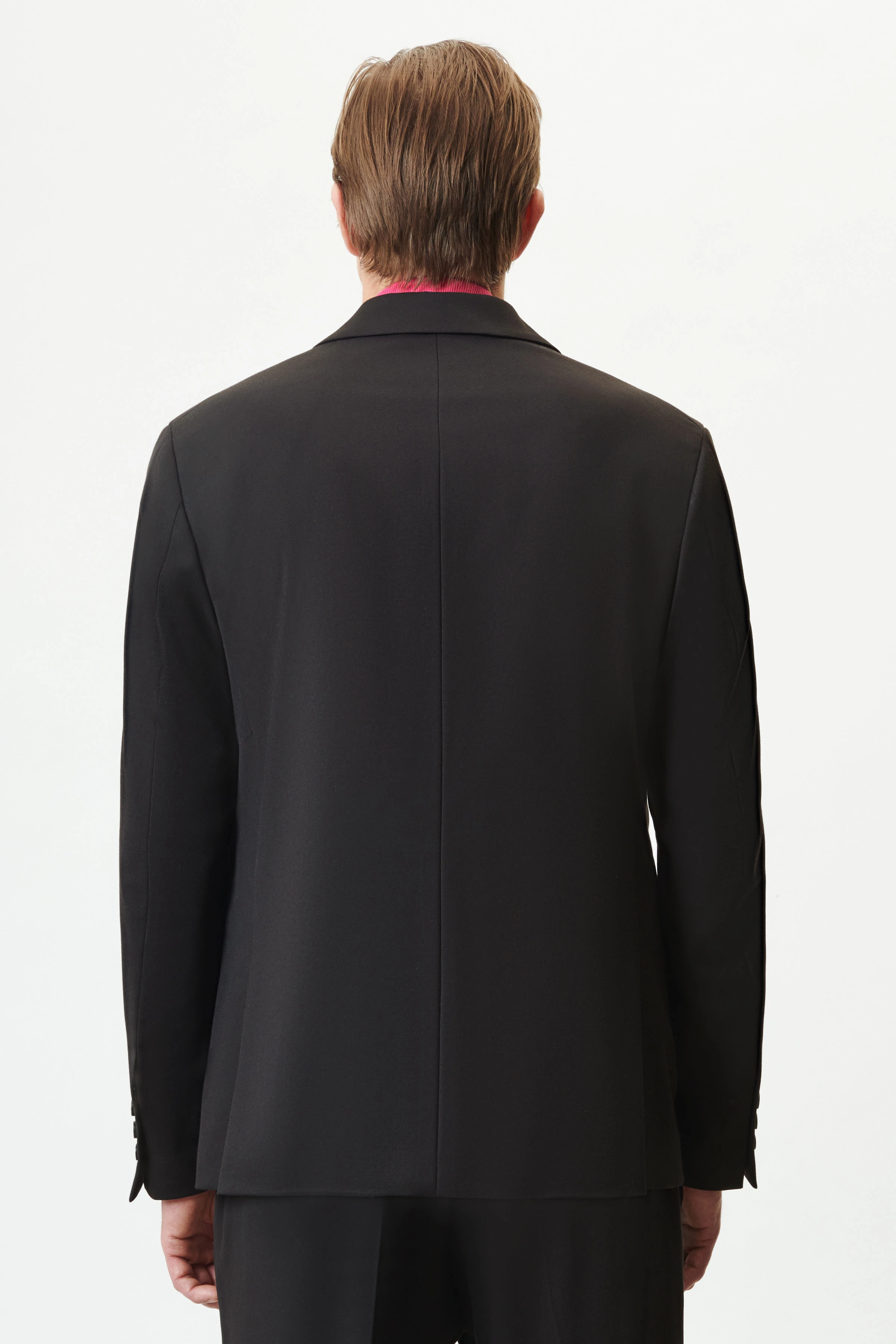 EKBY - Doppelreihiges Regular Fit Sakko in softem Flanell - Herren - schwarz - Rückansicht