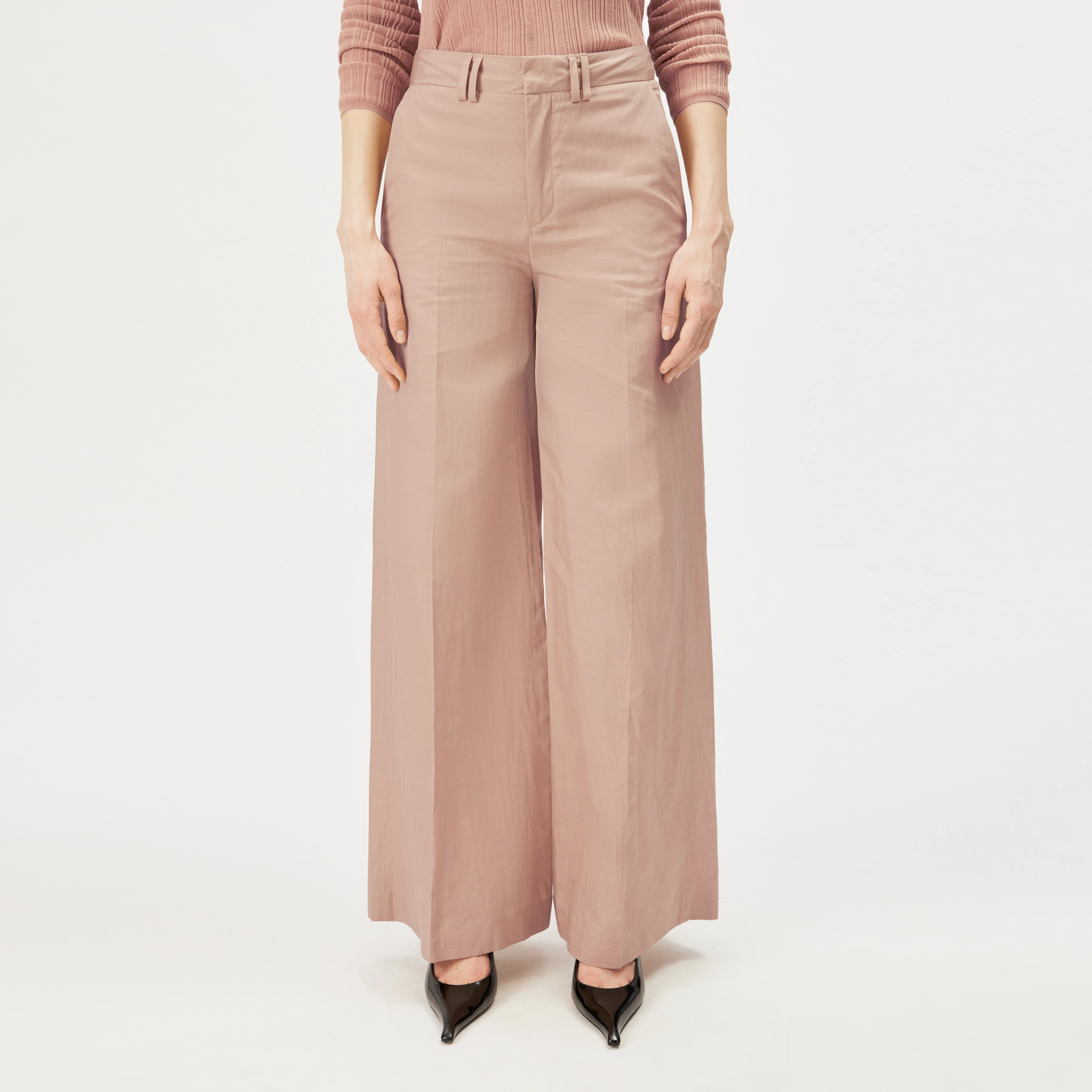 AQUITE - Linen-blend Marlene trousers - women - orange - Frontansicht