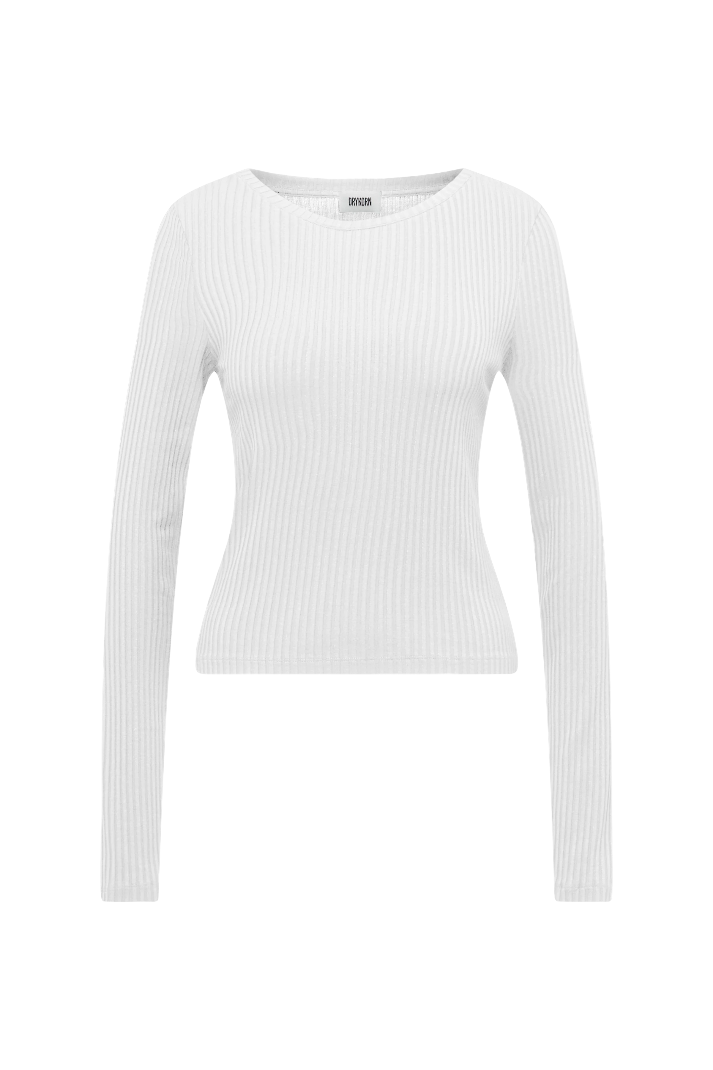 HEJUNO - Slim fit ribbed jersey long-sleeve shirt - women - white - Freisteller Frontansicht