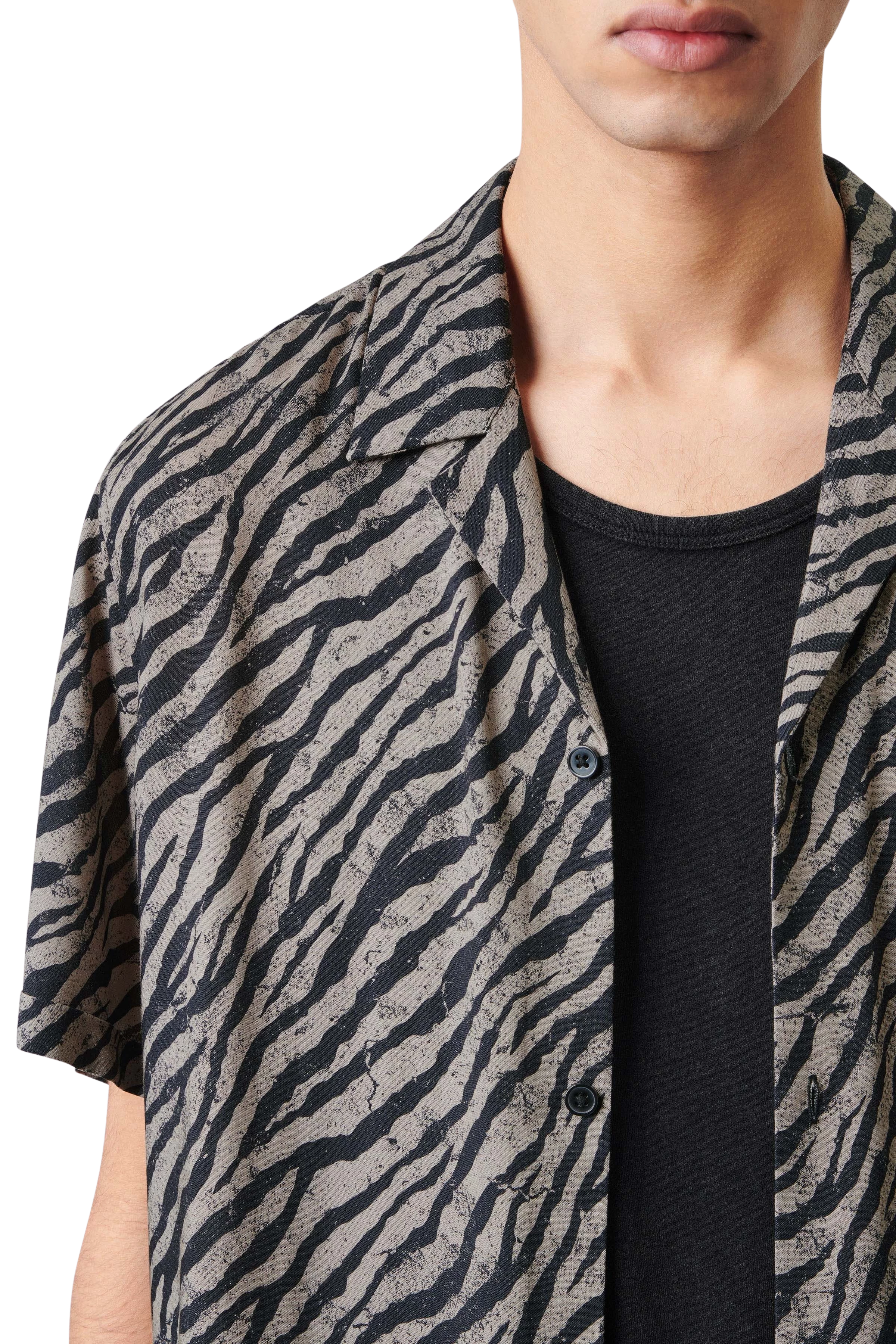 BIJAN_2 - Casual Kurzarm Hemd in Viskose - Herren - schwarz - Seitenansicht