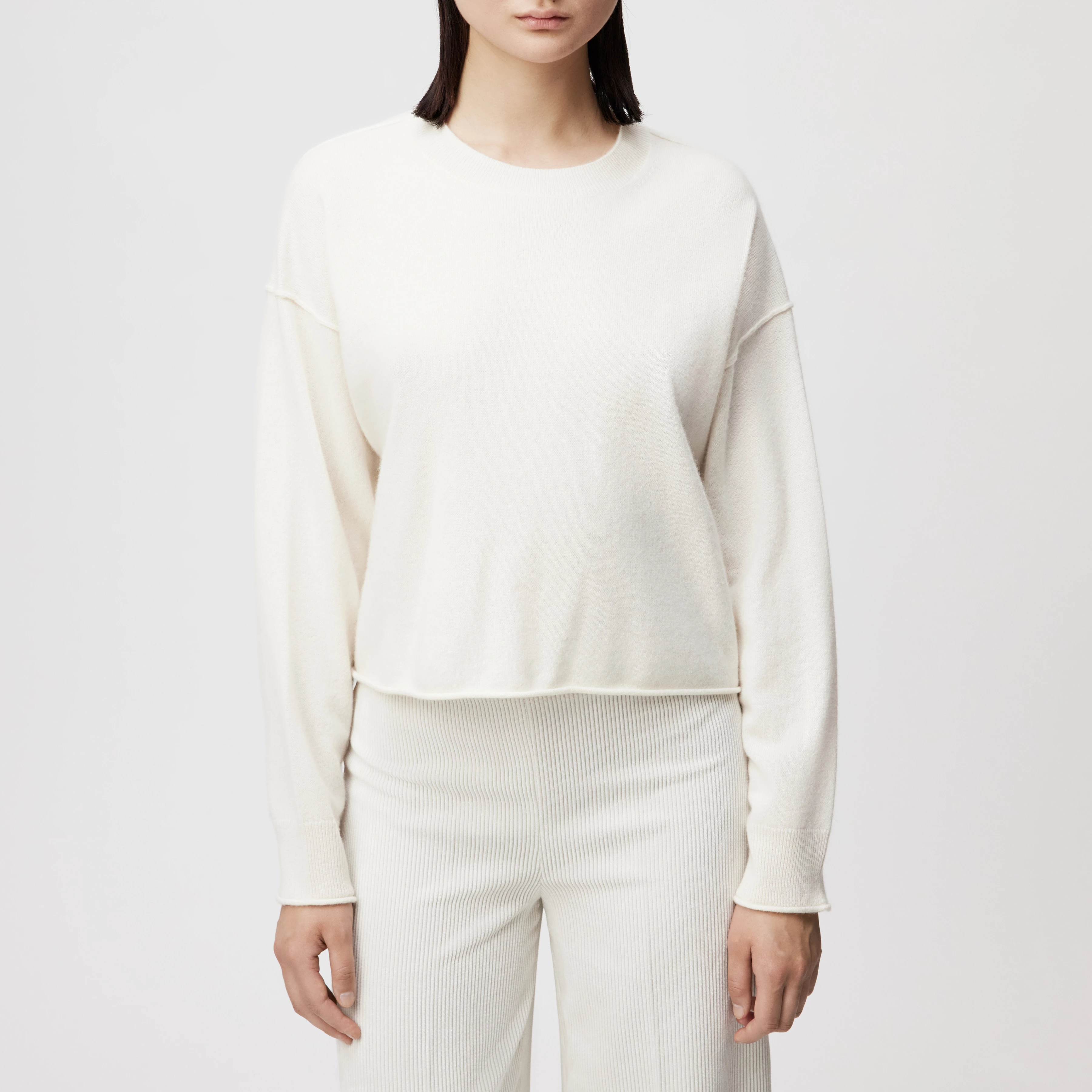 MALESE - Verkürzter Pullover in 100% Kaschmir - Damen - off white - Frontansicht
