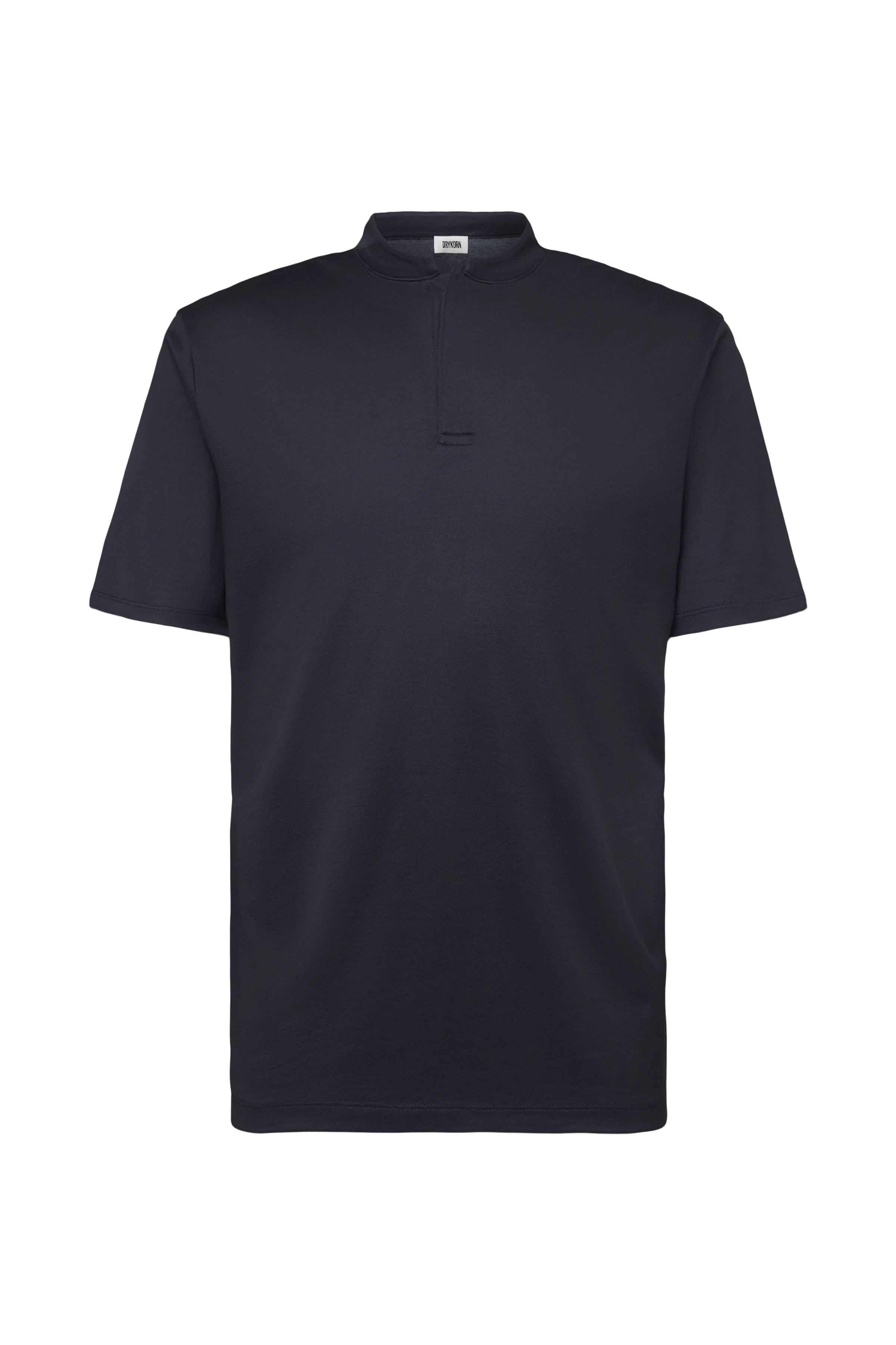 LOUIS - T-shirt with concealed button placket in lyocell-cotton blend - men - blue - Freisteller Frontansicht
