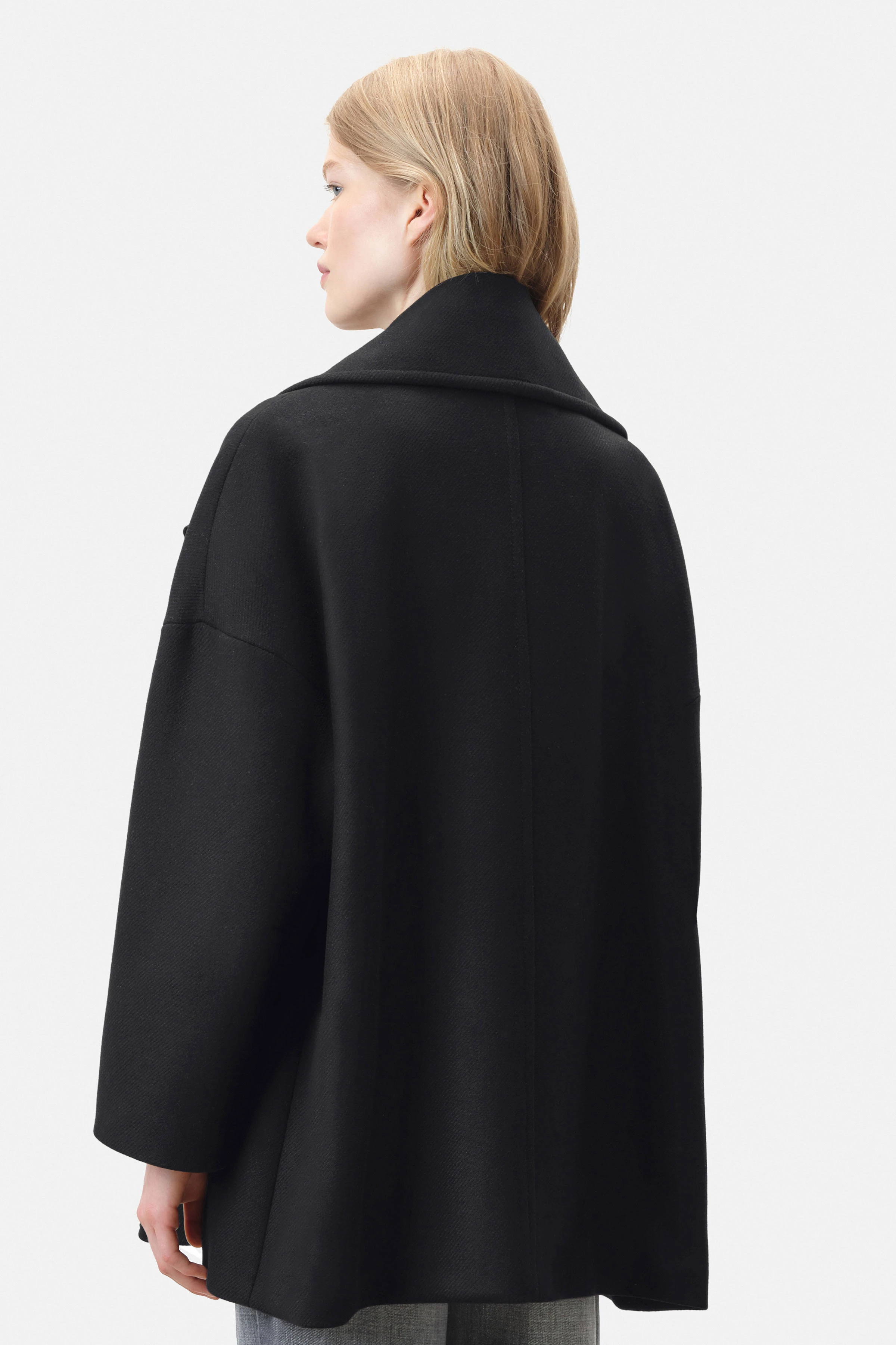 RUNCOM - Cabanjacke in winterlichem Woll-Mix - Damen - schwarz - Rückansicht