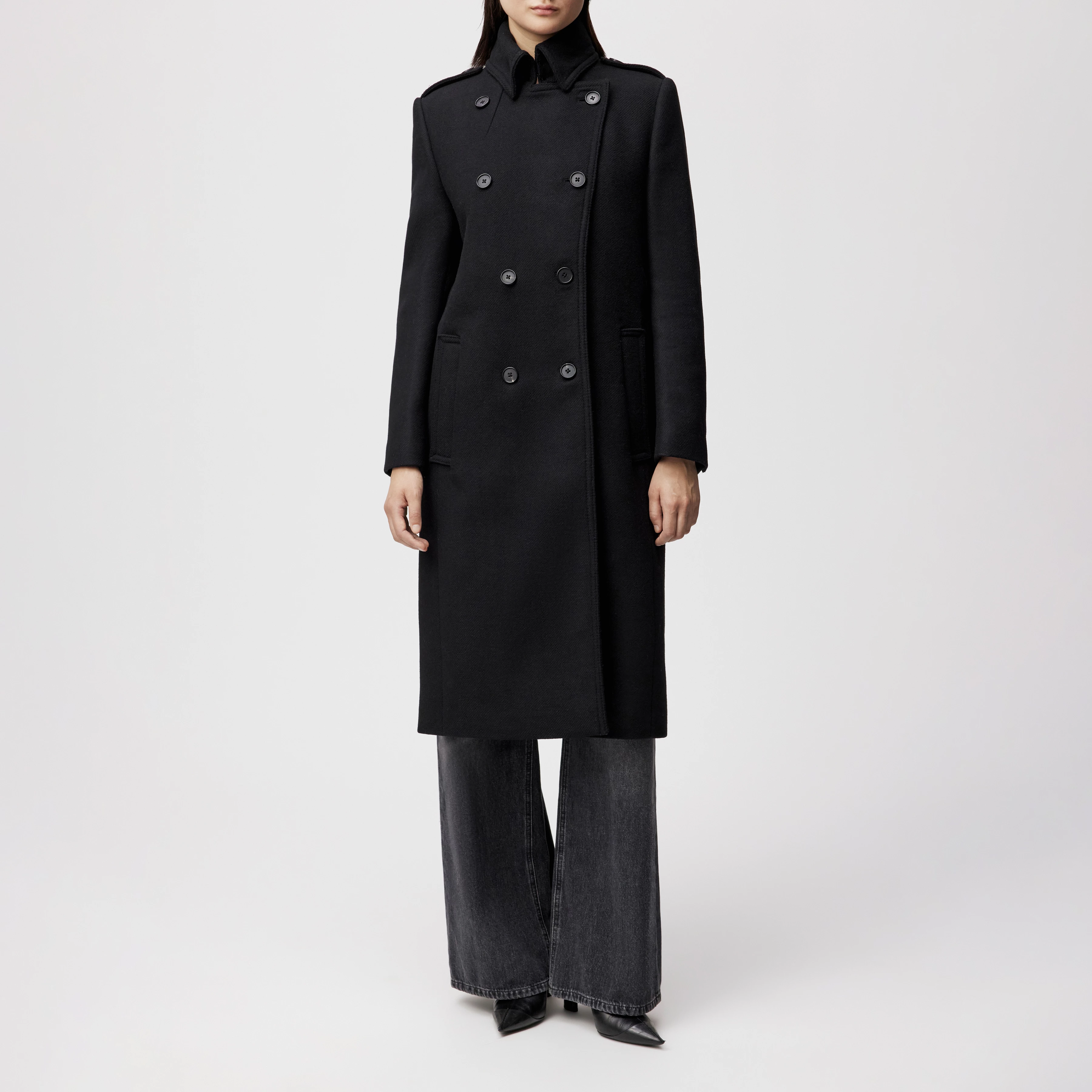 PIETHILL - Uniformmantel in winterlichem Woll-Mix - Damen - schwarz - Frontansicht