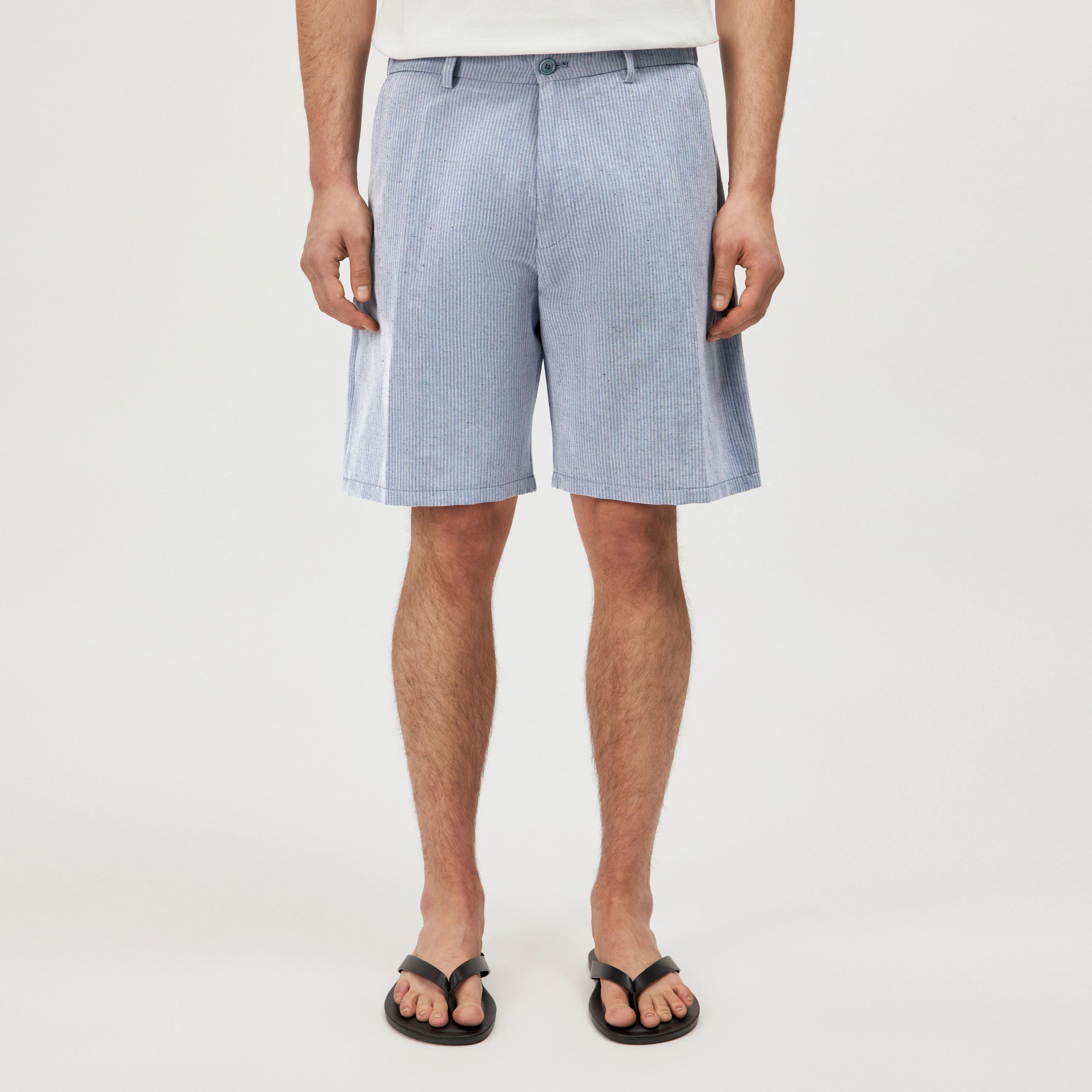 YASAN - Regular fit shorts in linen blend - men - grey - Frontansicht