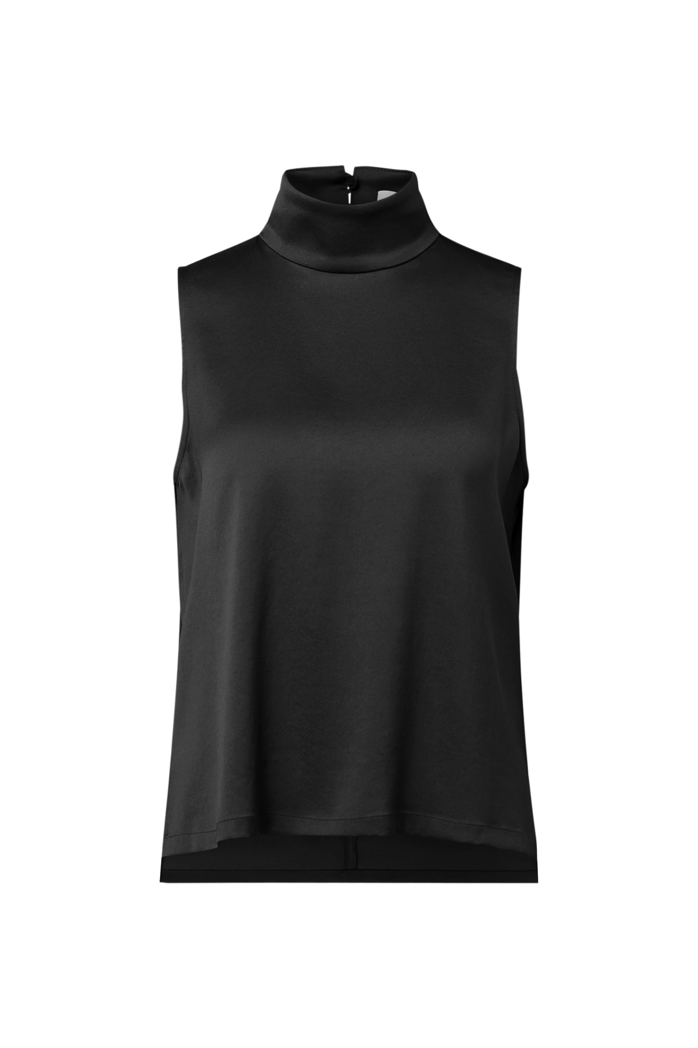 HALIRA - Top blouse en satin à col montant - women - noir - Freisteller Frontansicht