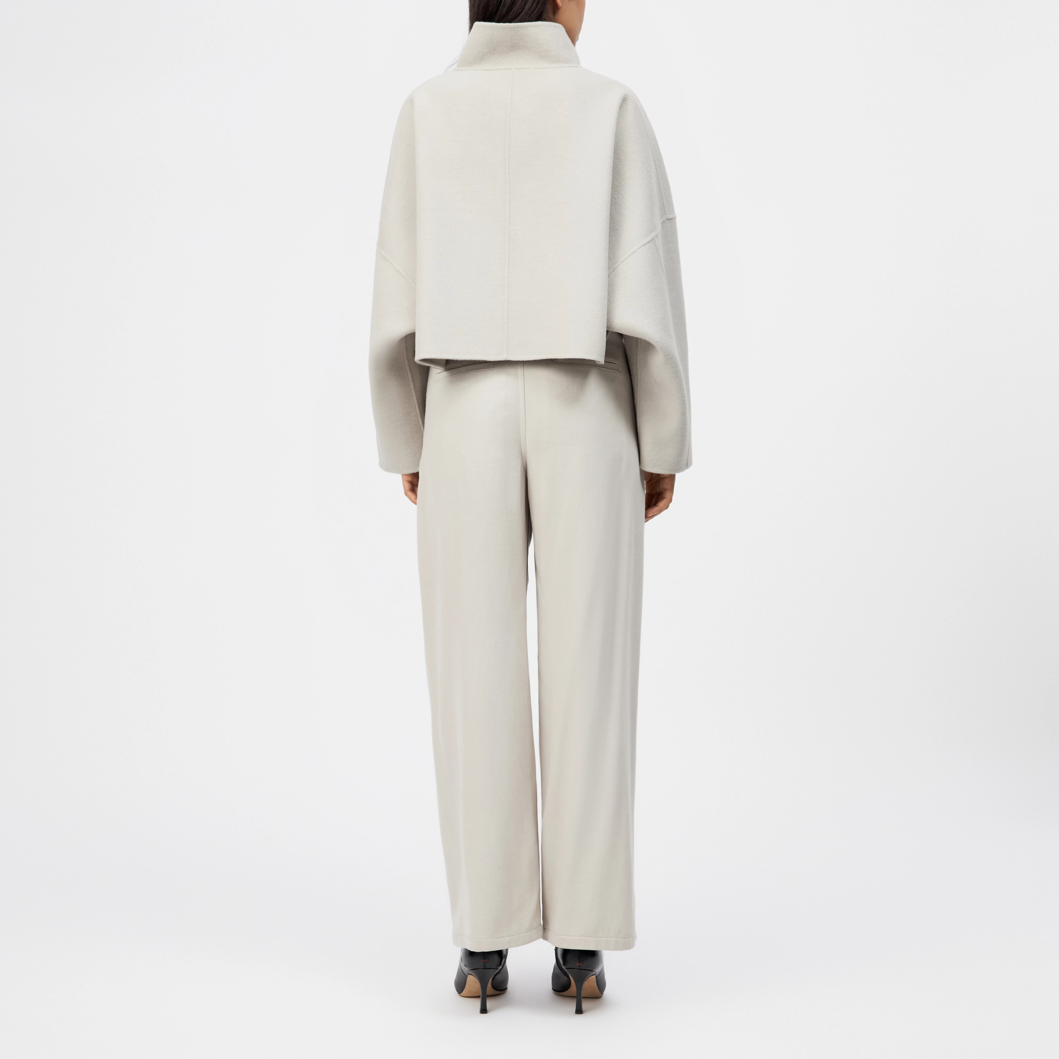 ARKLOW - Short jacket with stand-up collar in double-faced fabric - women - beige - Rückansicht