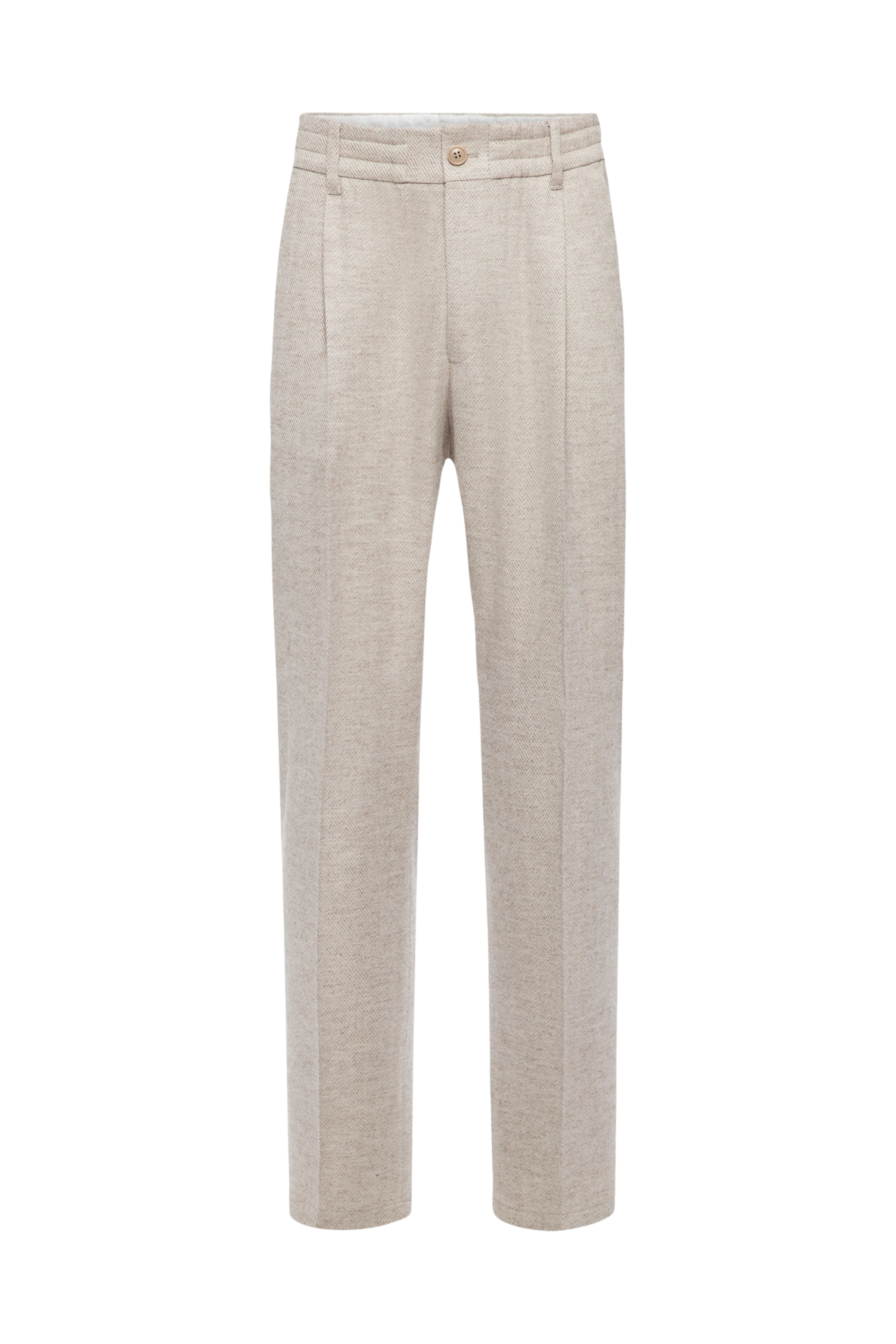 CHASY_RGLR - Casual Hose mit Bundfalte in Viskose-Woll-Mix - Herren - beige - Freisteller Frontansicht