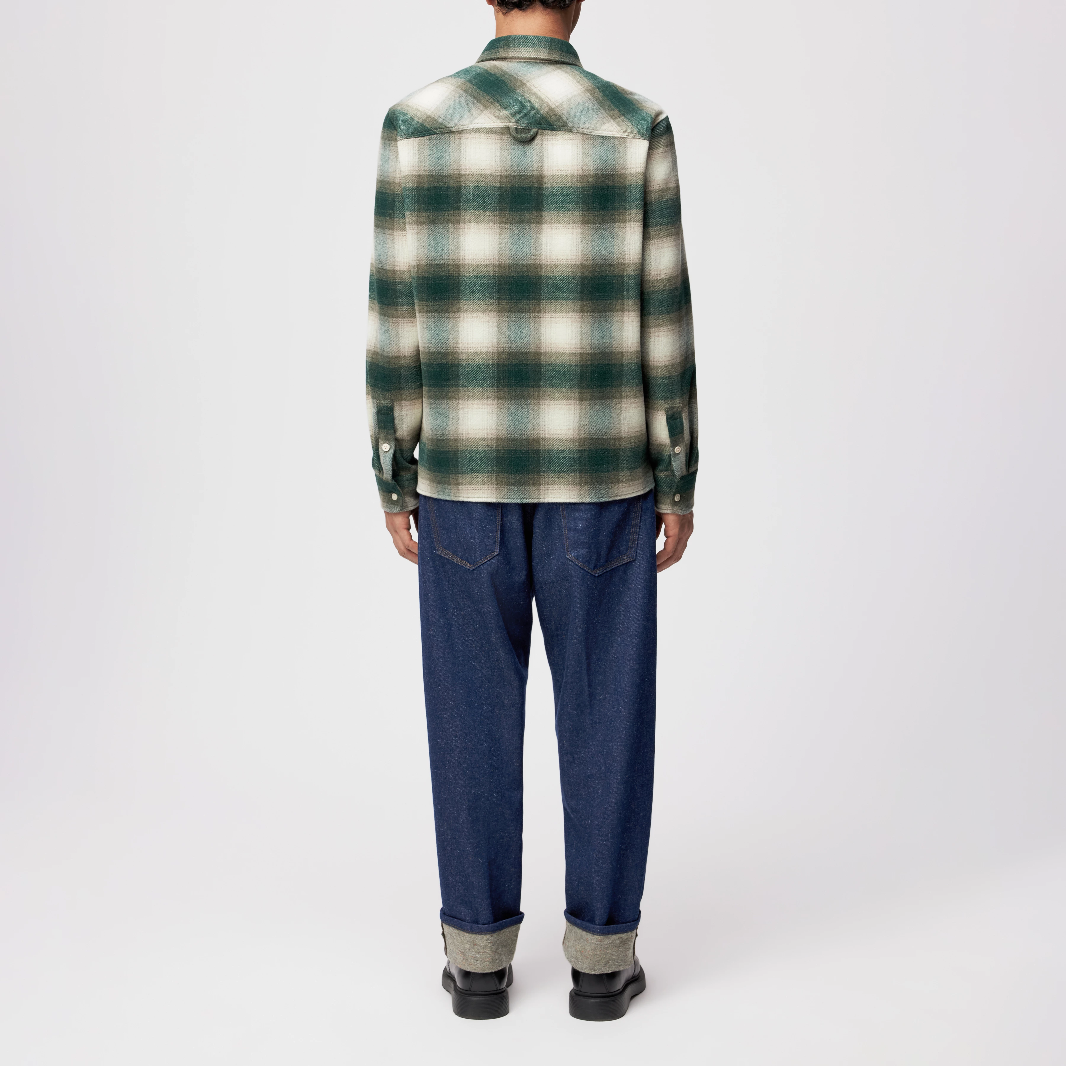 GUNRAY - Relaxed Fit Overshirt in Flanell mit Karo - Herren - grün - Rückansicht