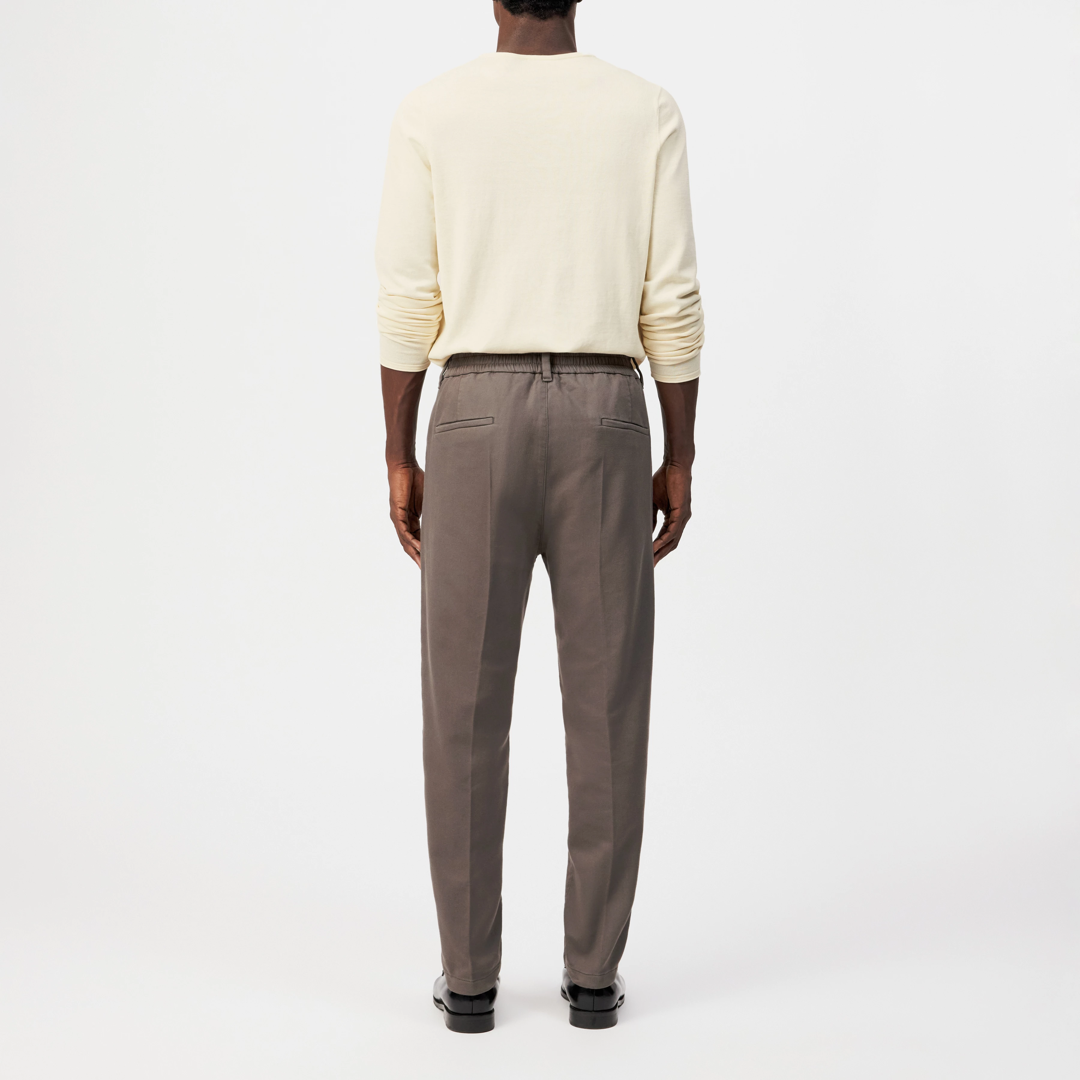 CHASY - Casual trousers with pleats in cotton viscose blend - men - green - Rückansicht