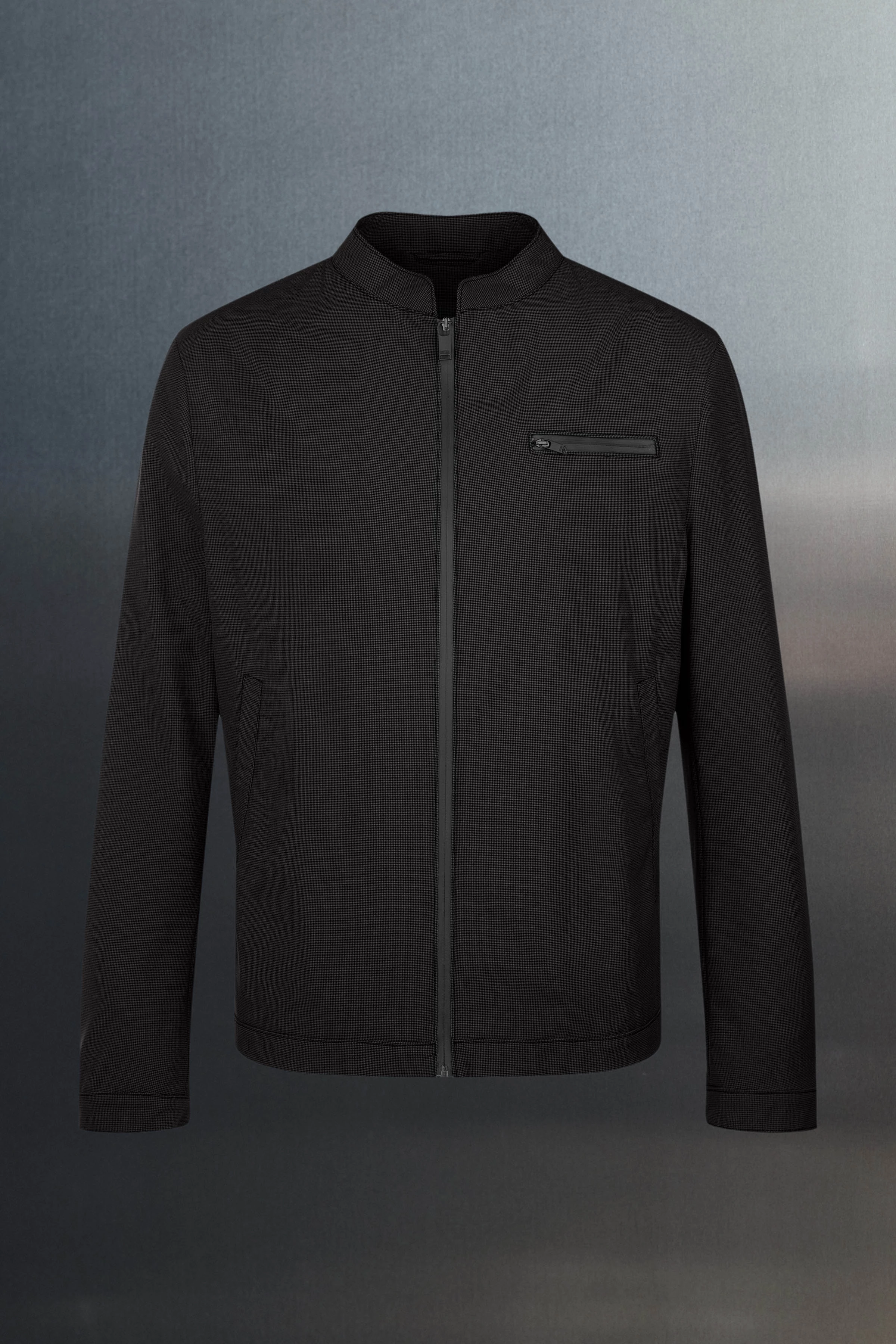 NESSO - sporty jacket with stand up collar and chest pocket - men - Natural Aluminium - Freisteller Frontansicht