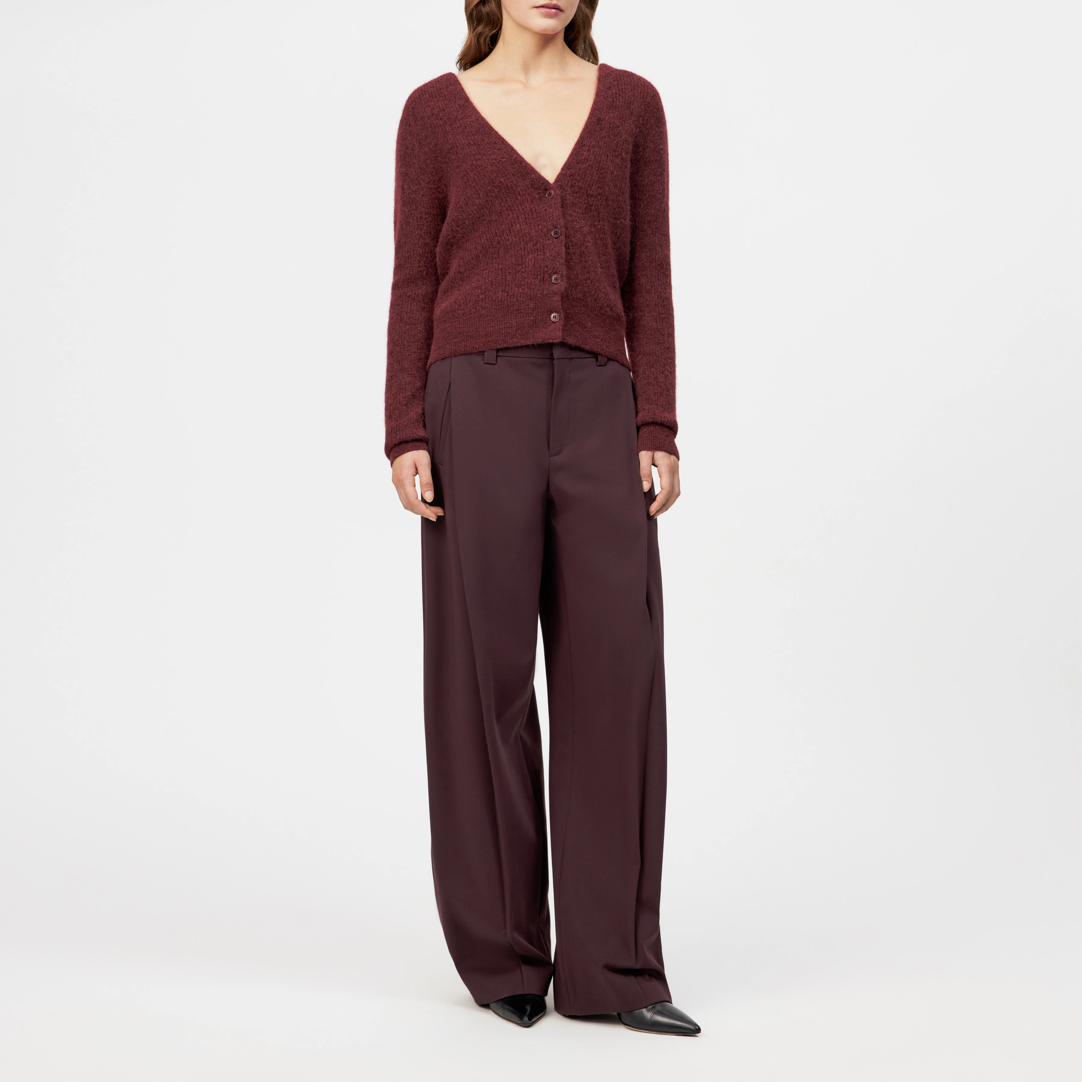 GERTIJA - Strickjacke in luxuriösem Suri Alpaka-Mix - Damen - rot - Frontansicht