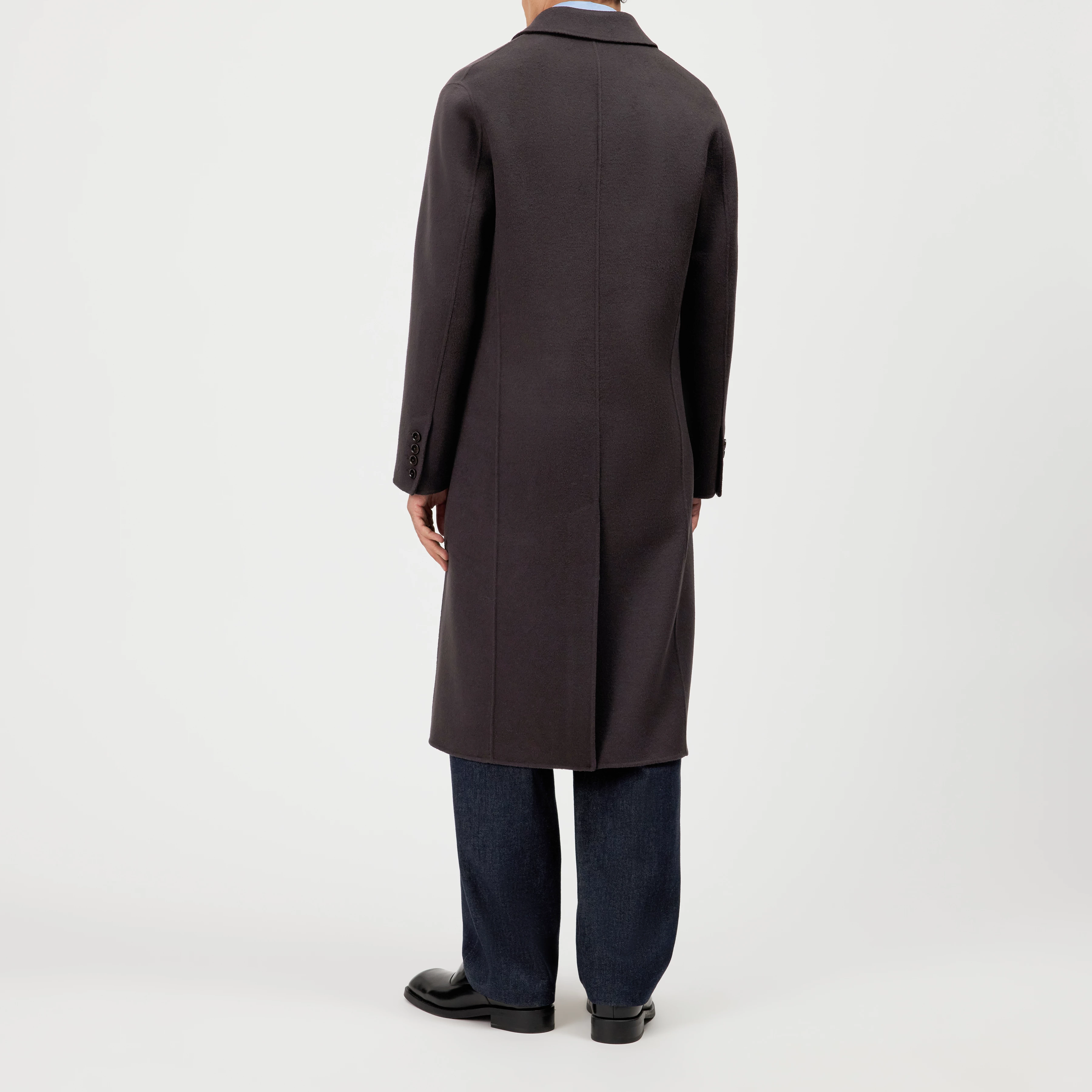 SKYE_2 - Double-breasted reversible coat in wool blend - men - brown - Rückansicht