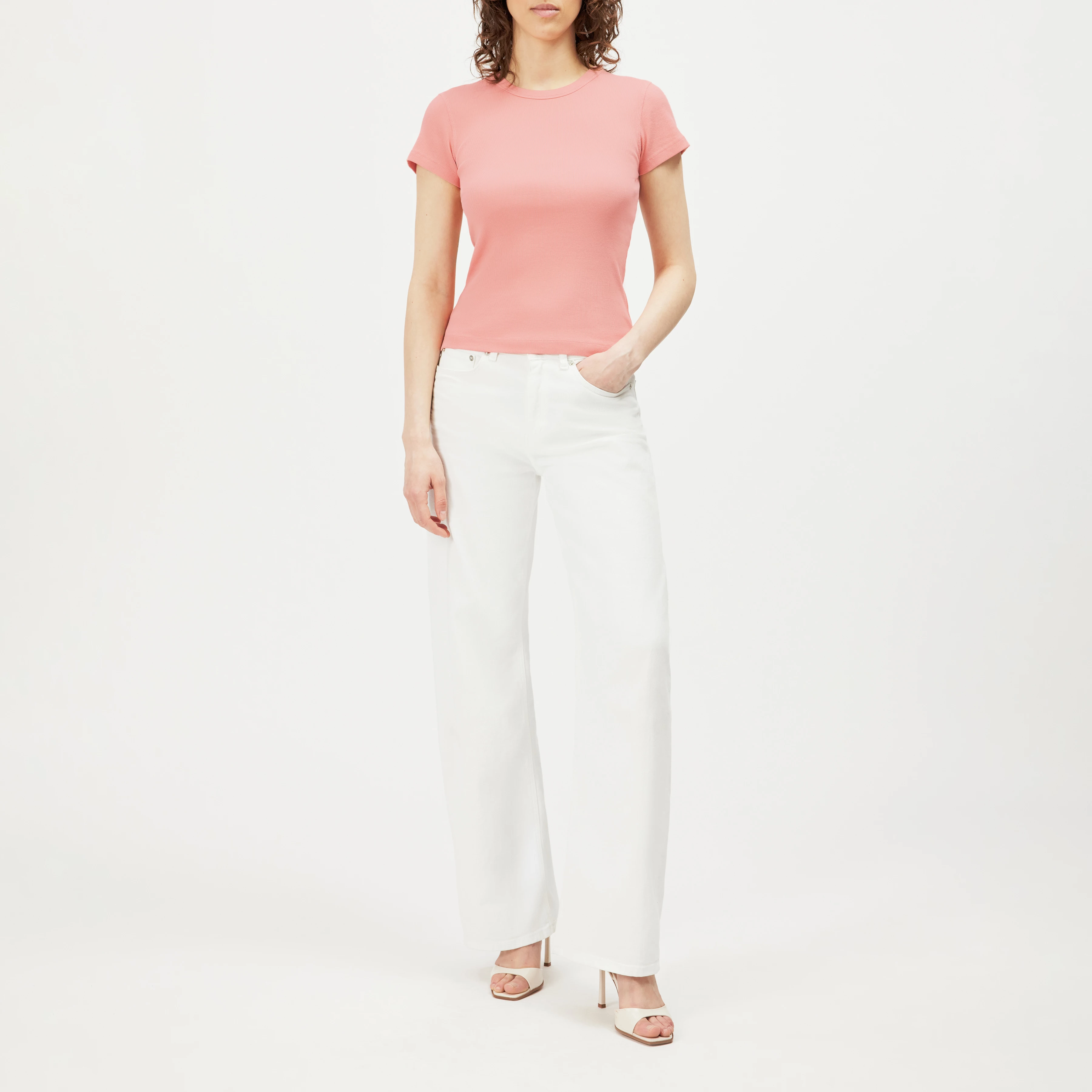 KOALE - Slim-fit T-shirt i bomuldsrib - women - orange - Ganzkörper-Frontansicht